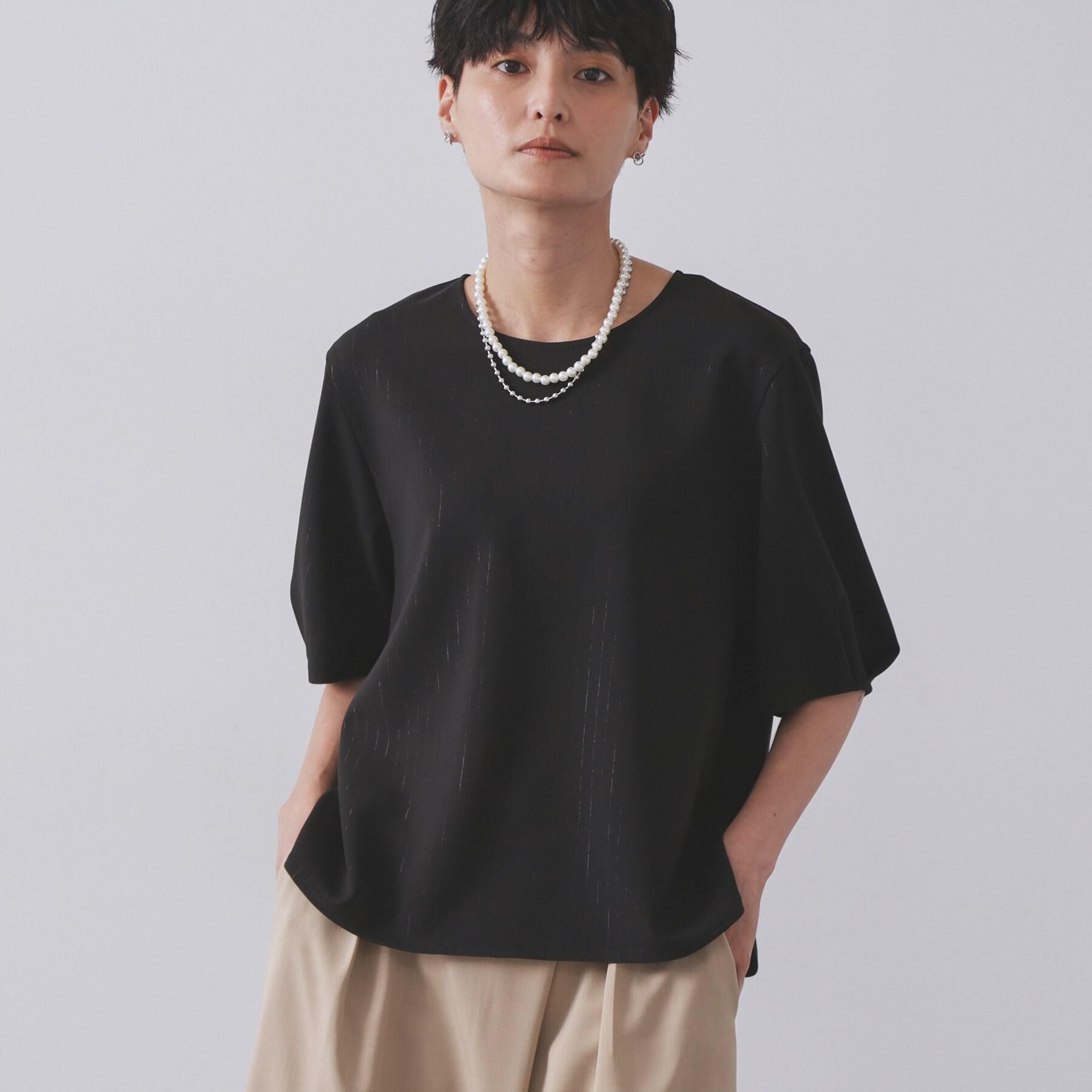 OPAQUE.CLIP「ラメストライプタックスリーブブラウス/セットアップ可【洗濯機洗い可/防シワ/吸水速乾】」|シャツ・ブラウス|