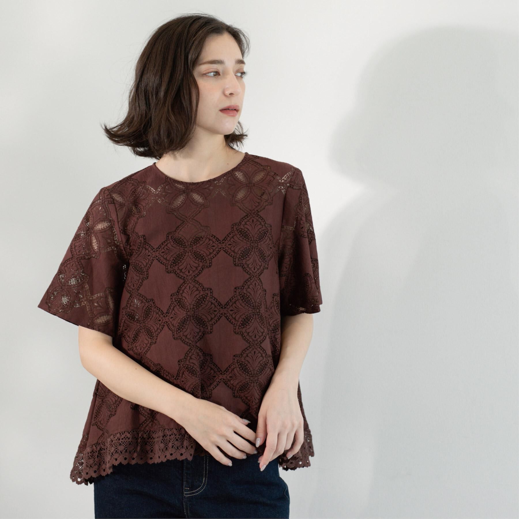 OPAQUE.CLIP「レースフレアブラウス【洗濯機洗い可】」|シャツ・ブラウス|