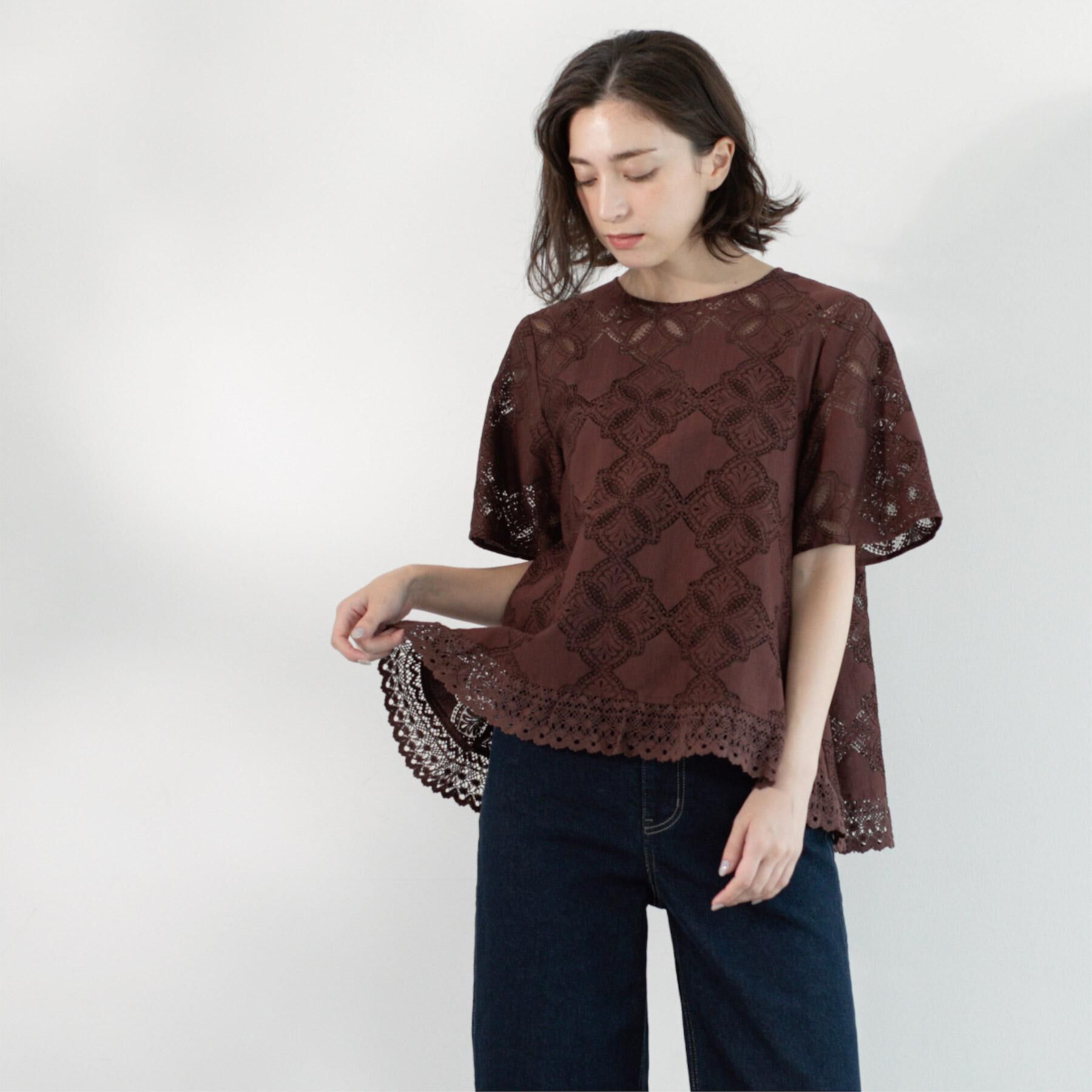 OPAQUE.CLIP「レースフレアブラウス【洗濯機洗い可】」|シャツ・ブラウス|