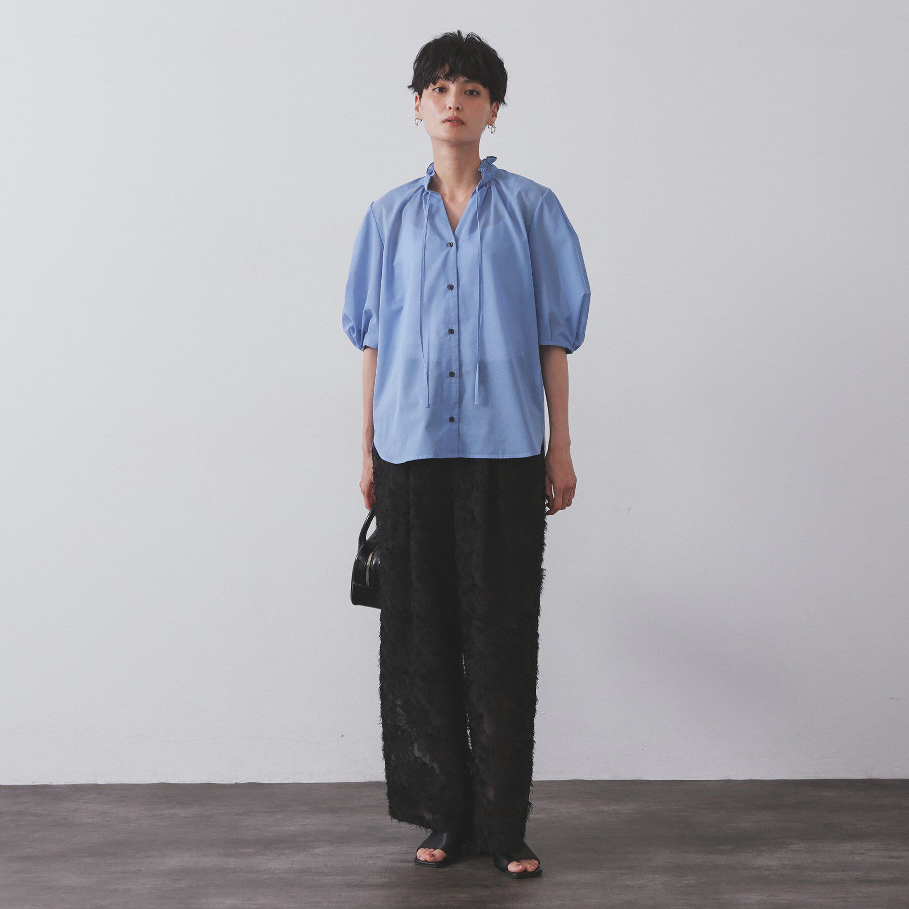 OPAQUE.CLIP「シアーフリルネックブラウス【洗濯機洗い可】」|シャツ・ブラウス|