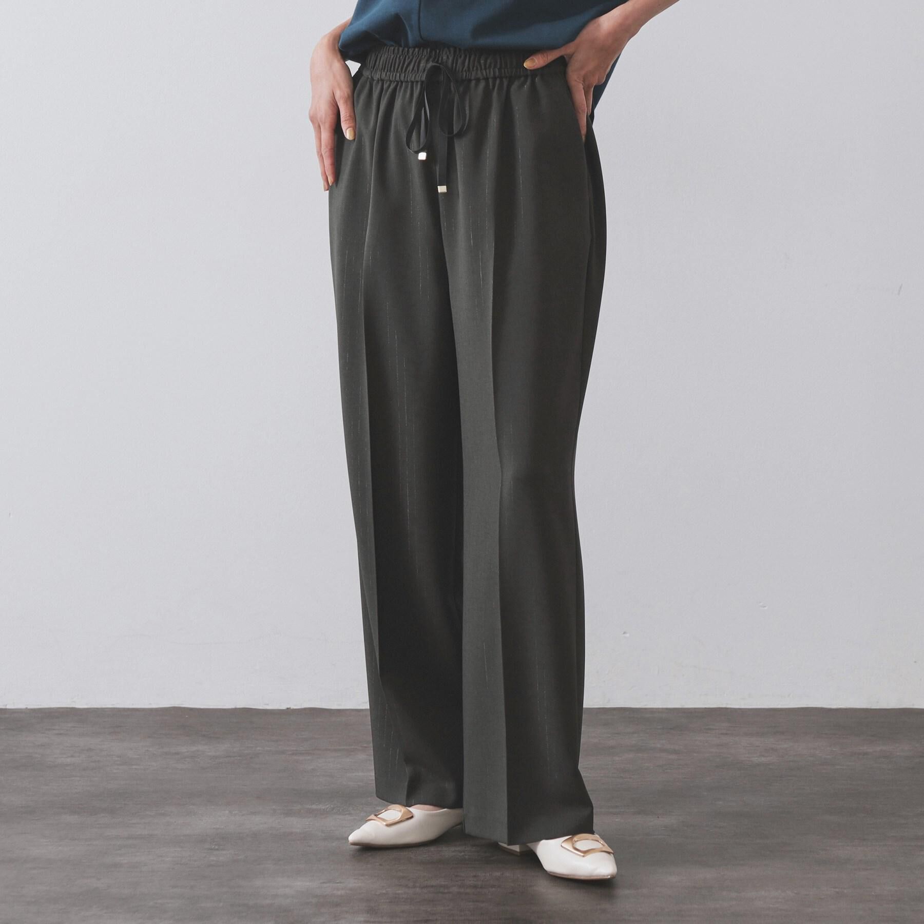 OPAQUE.CLIP「ラメストライプイージーワイドパンツ/セットアップ可【洗濯機洗い可/防シワ/吸水速乾】」|その他|