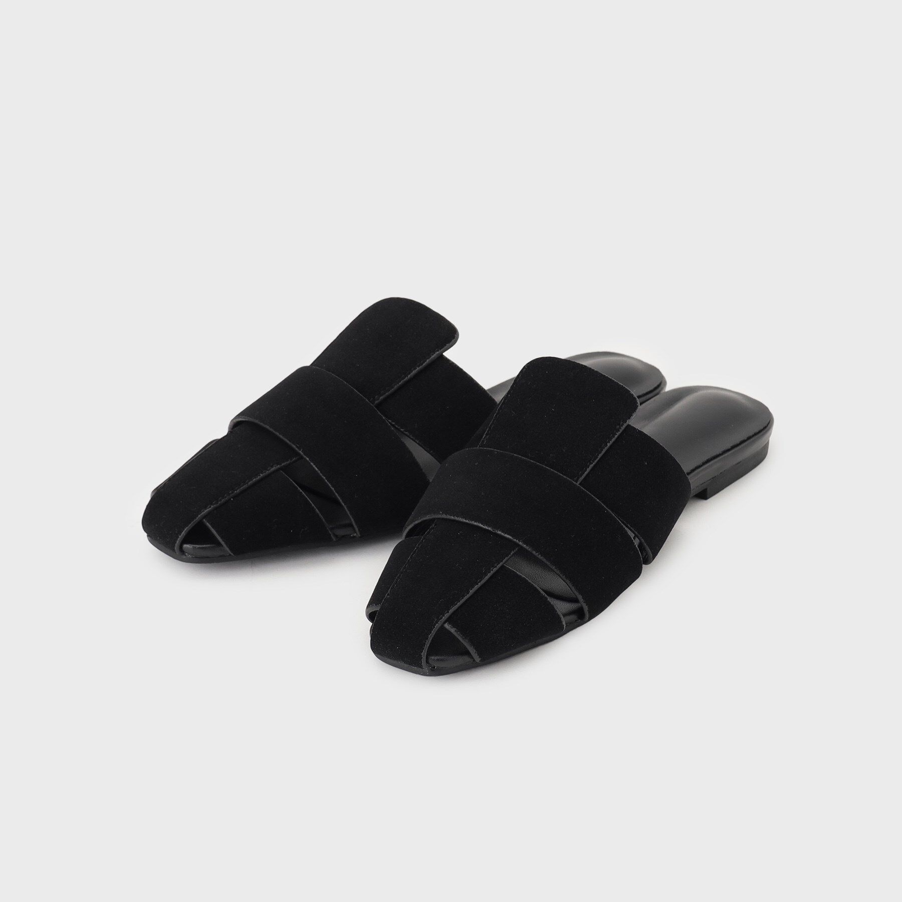 OPAQUE.CLIP「スエードメッシュラフミュールサンダル」|サンダル|