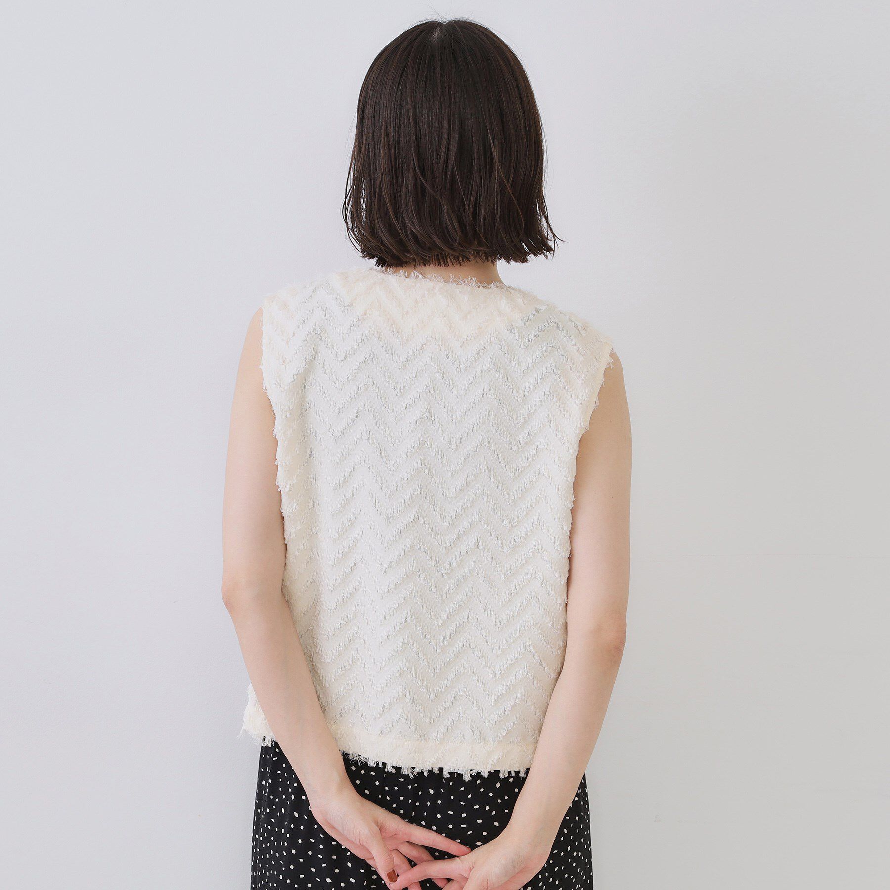OPAQUE.CLIP「フリンジジャカードベスト【洗濯機洗い可】」|ベスト・ジレ|