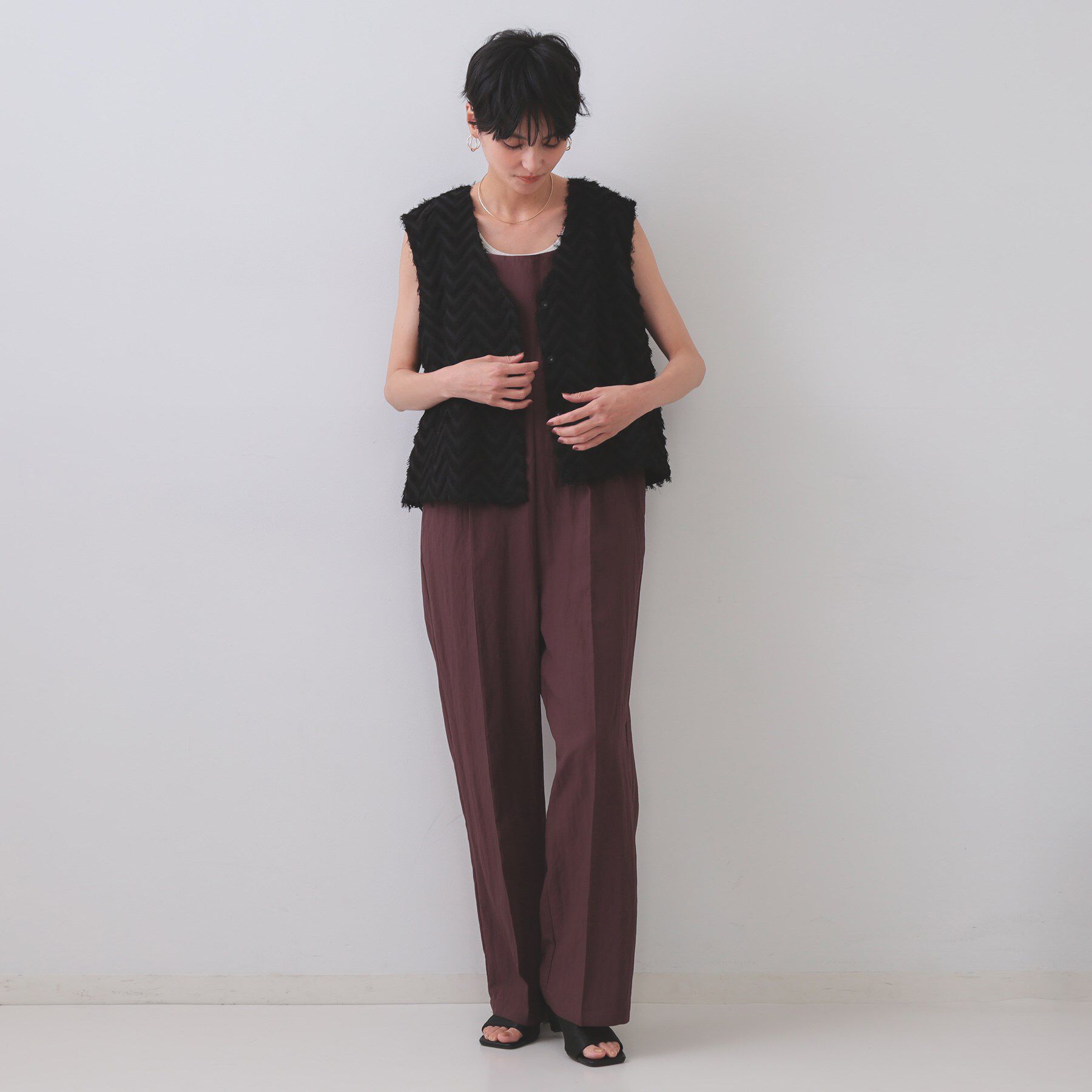 OPAQUE.CLIP「フリンジジャカードベスト【洗濯機洗い可】」|ベスト・ジレ|