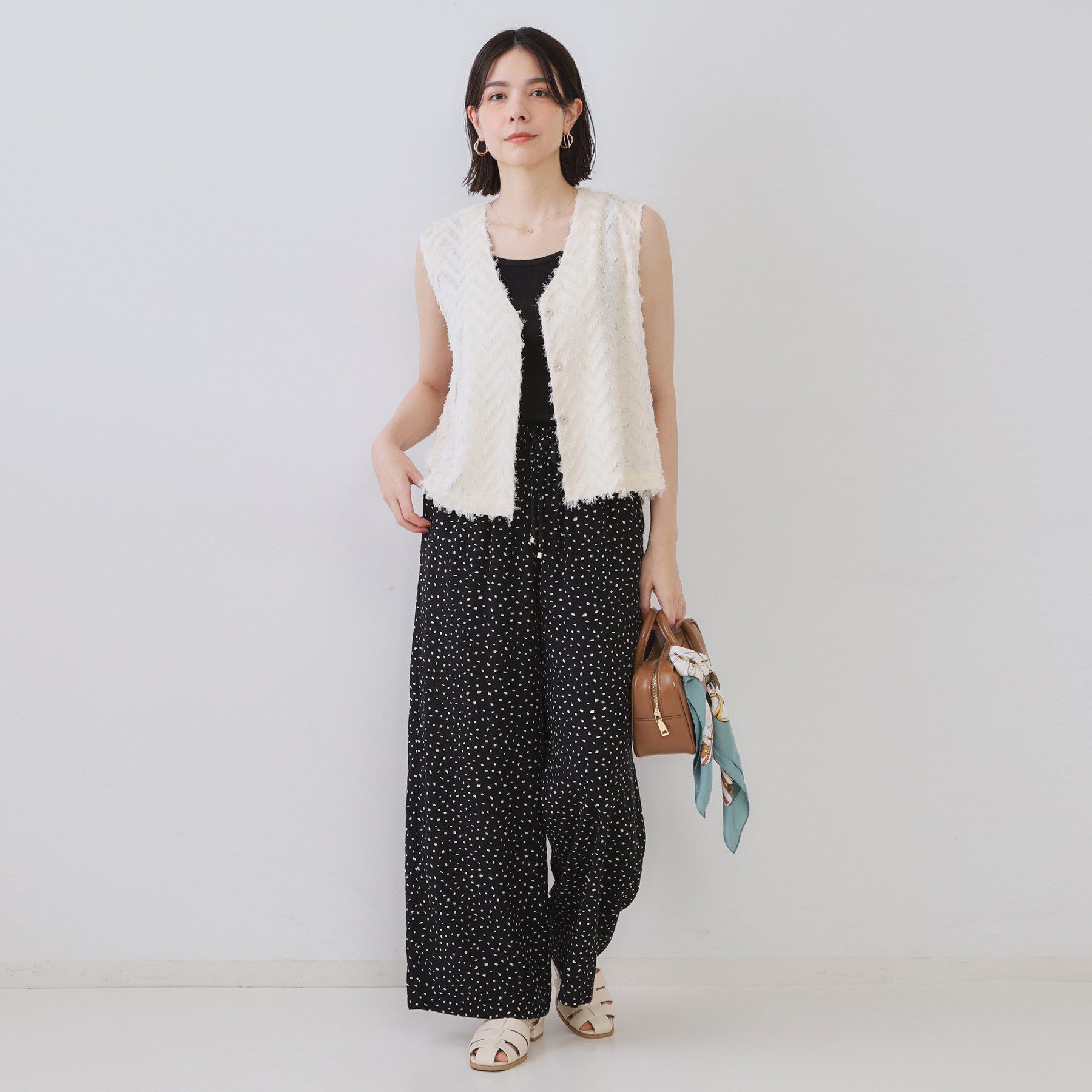 OPAQUE.CLIP「フリンジジャカードベスト【洗濯機洗い可】」|ベスト・ジレ|