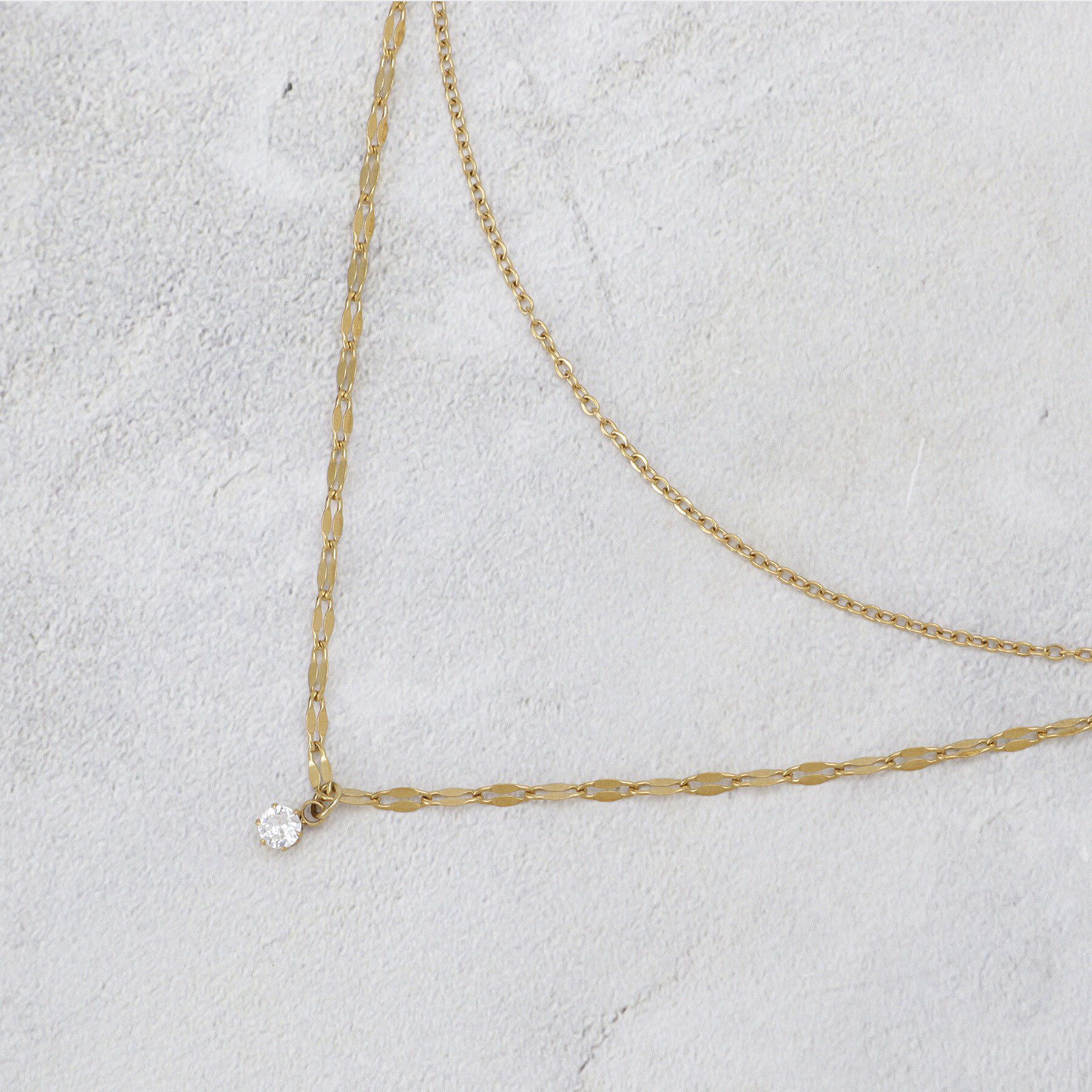 OPAQUE.CLIP「【ステンレス】チェーン&times;ビジューネックレス」|ネックレス|