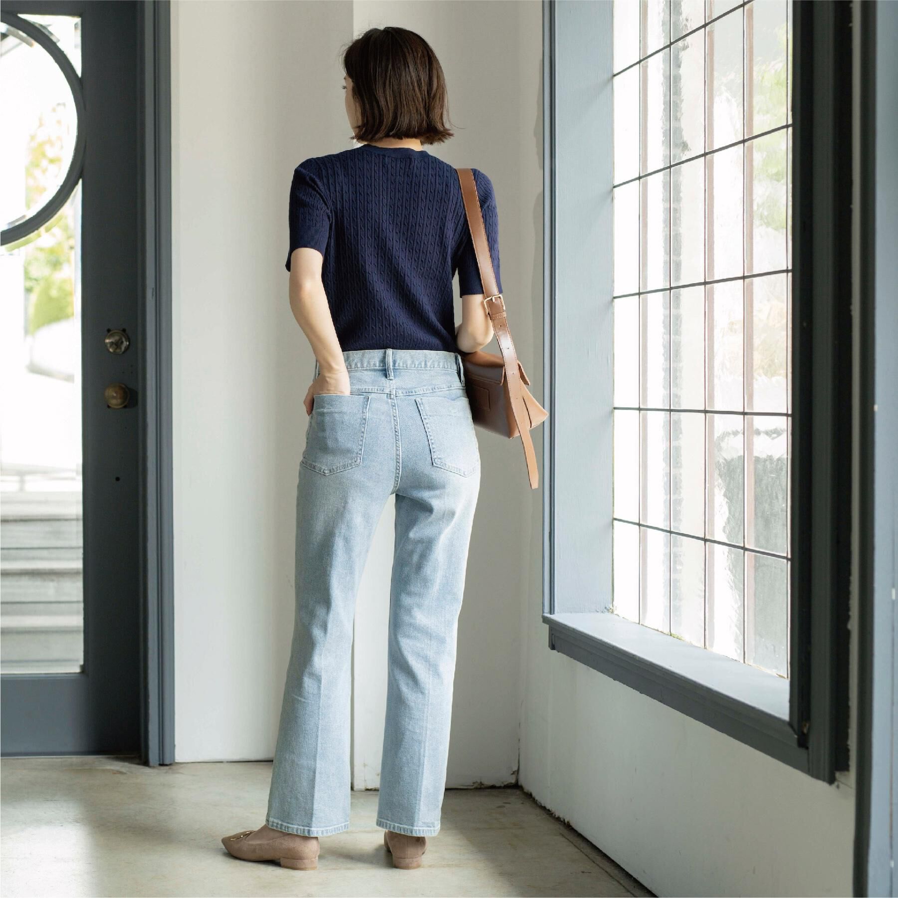 OPAQUE.CLIP「《SS-LLサイズ》ストレッチセミフレアデニム【洗濯機洗い可】」|デニム|