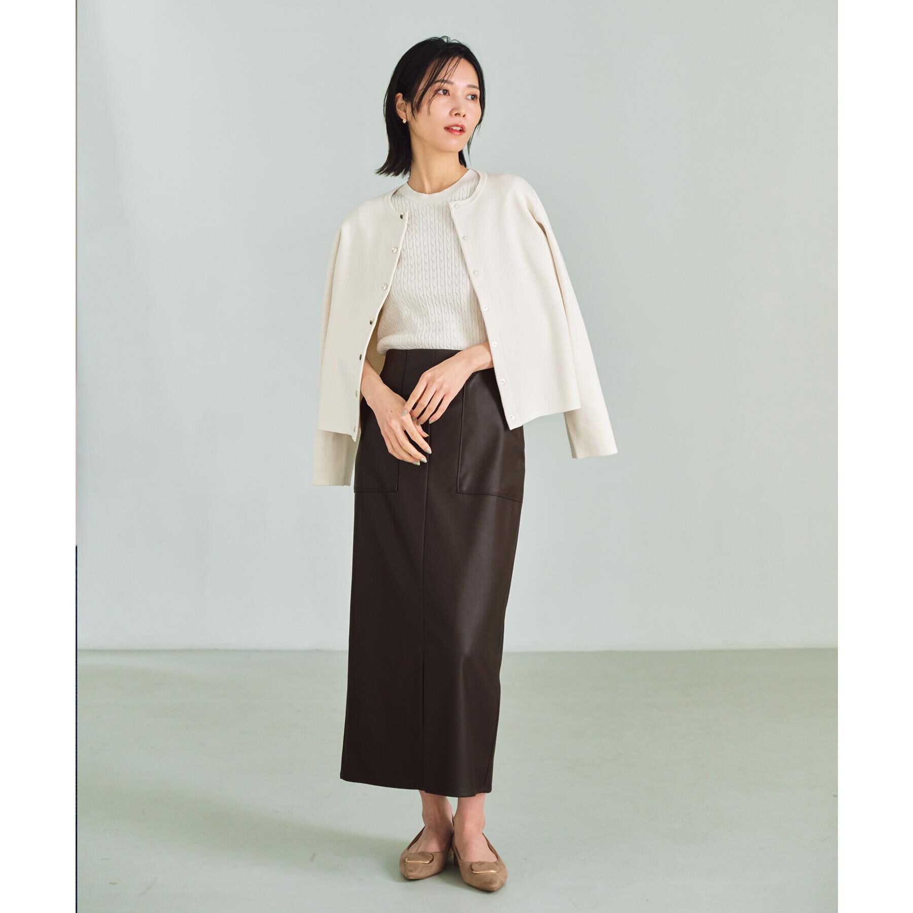 OPAQUE.CLIP「ケーブルハーフスリーブニット【UVケア/洗濯機OK】《6col/S～LL》」|ニット・セーター|