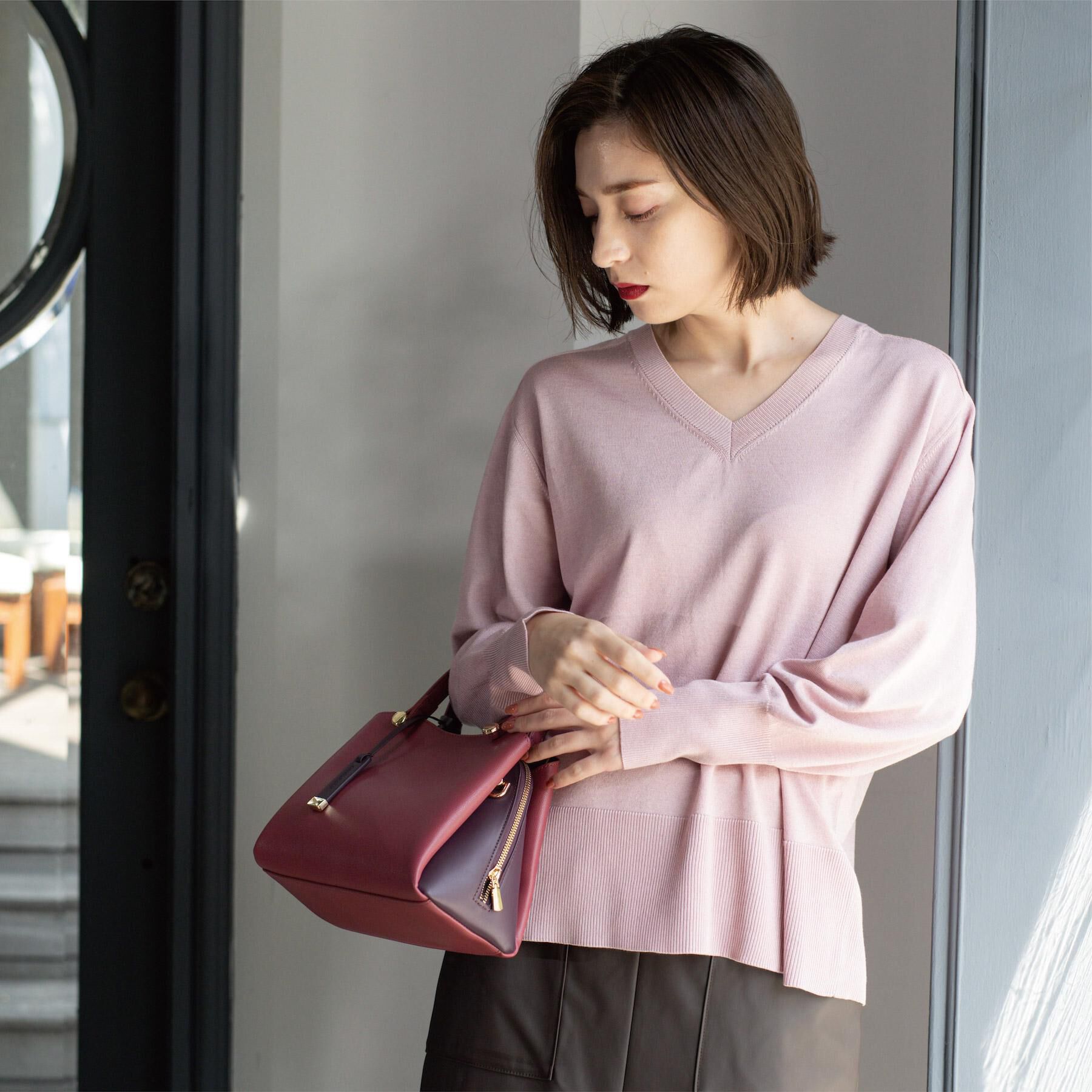 OPAQUE.CLIP「リラクシーVネックニット【洗濯機洗OK】《6col》」|ニット・セーター|