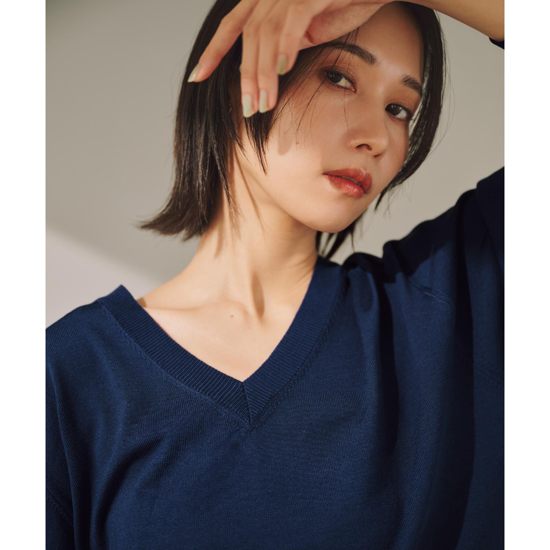 OPAQUE.CLIP「リラクシーVネックニット【洗濯機洗OK】《6col》」|ニット・セーター|