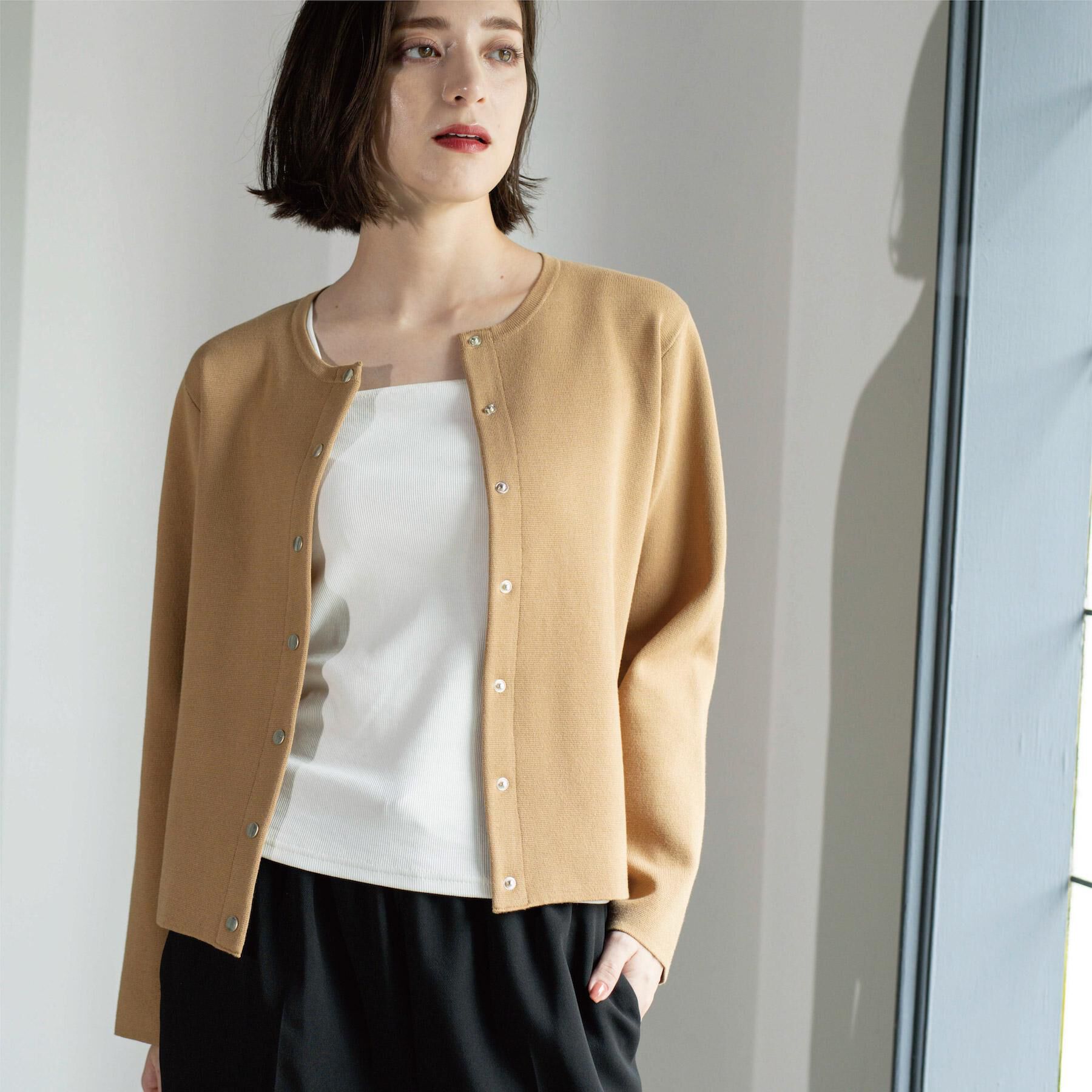 OPAQUE.CLIP「スナップボタンニットカーディガン【UVケア/洗濯機OK】《6col/S～LL》」|カーディガン|