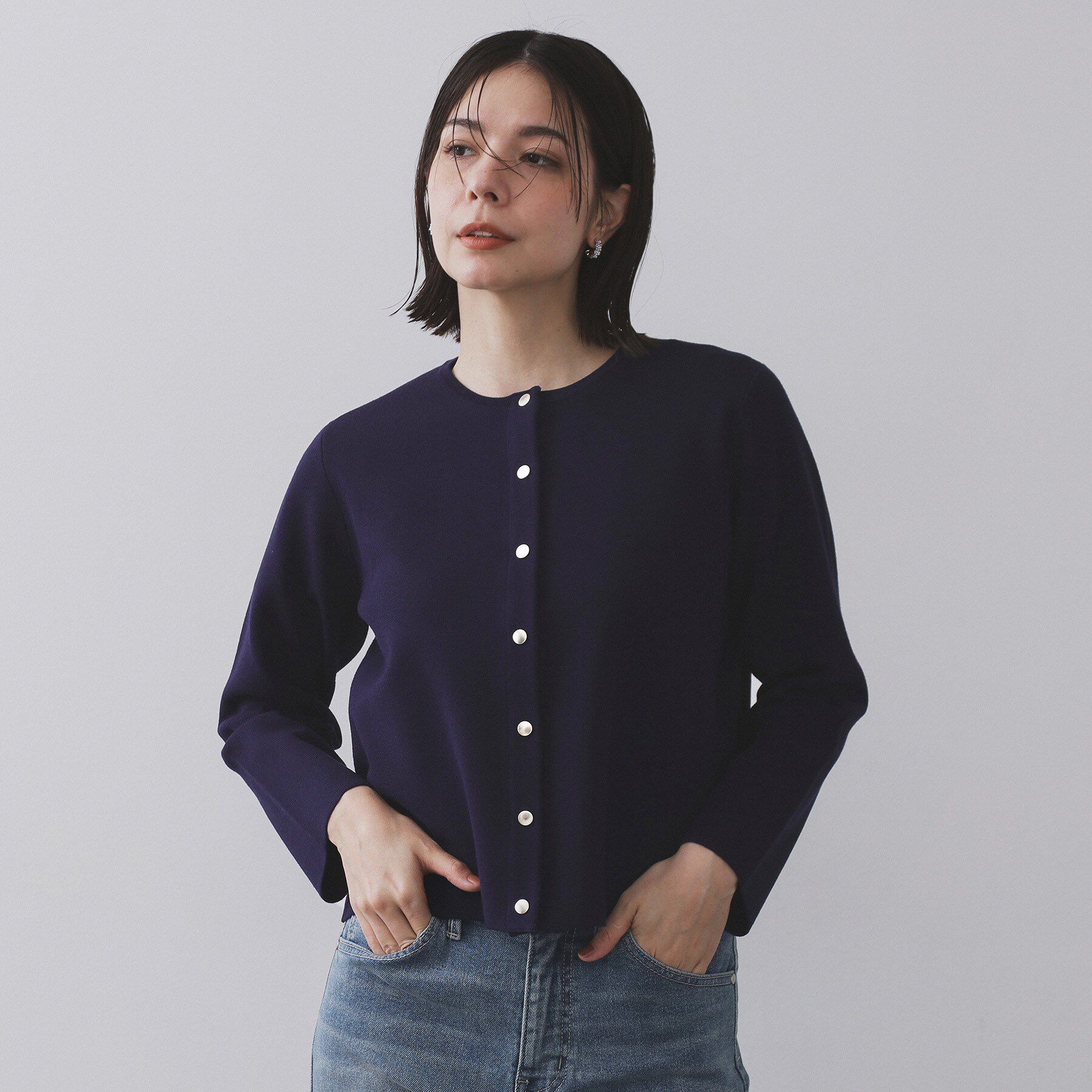 OPAQUE.CLIP「スナップボタンニットカーディガン【UVケア/洗濯機OK】《6col/S～LL》」|カーディガン|
