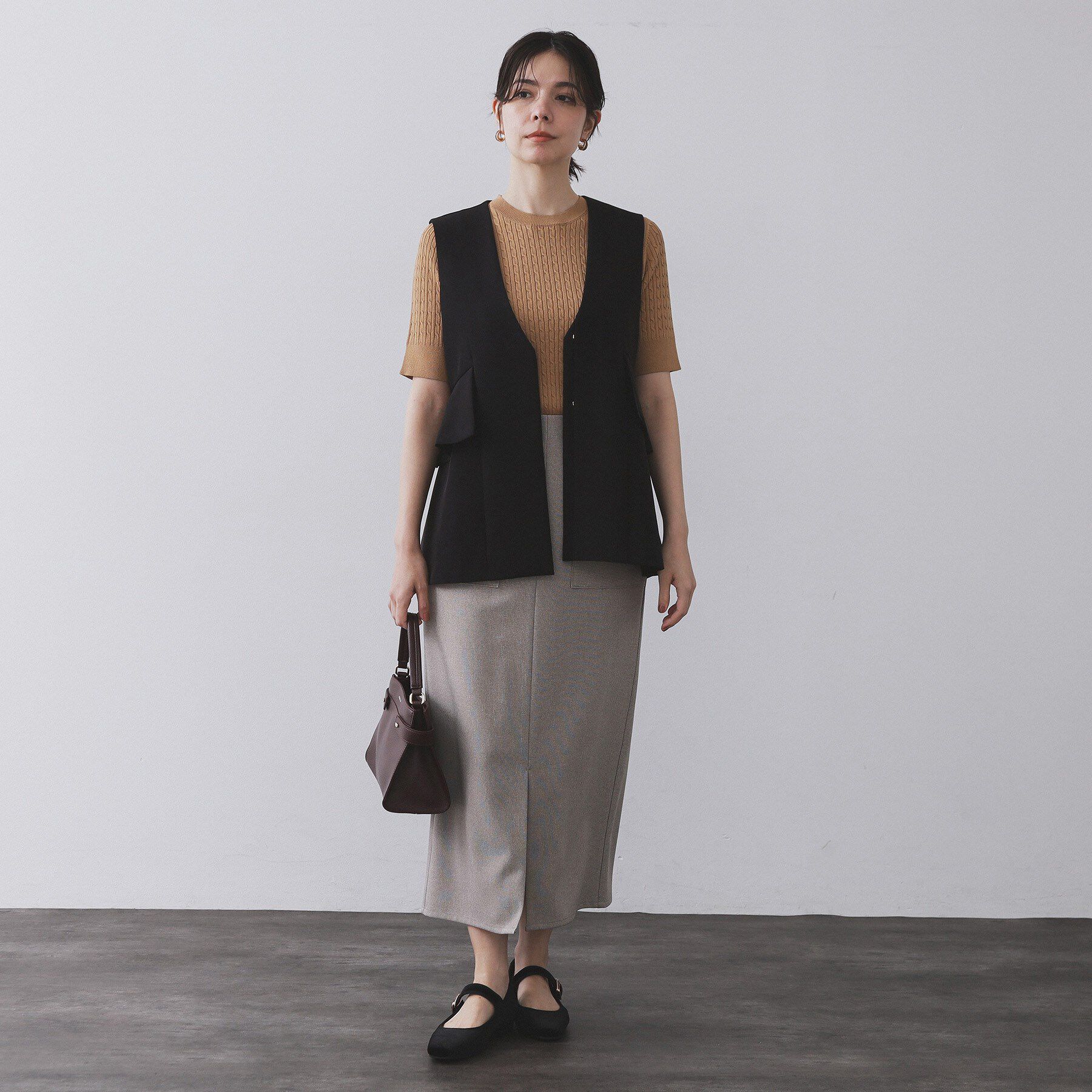 OPAQUE.CLIP「フリルペプラムジレ/セットアップ対応可【洗濯機洗い可】」|ベスト・ジレ|