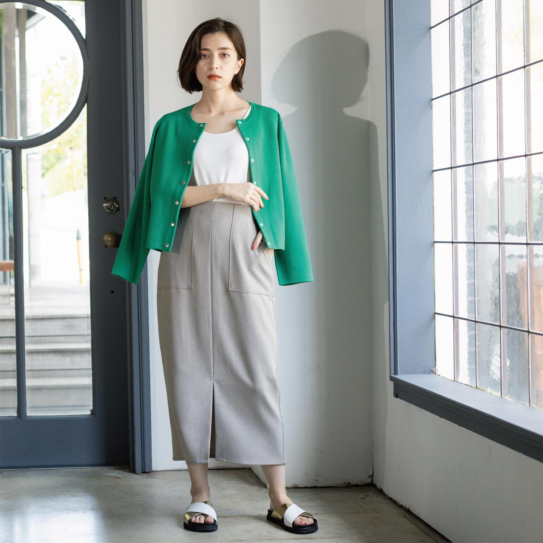 OPAQUE.CLIP「ストレッチダブルポケットタイトスカート【洗える】」|スカート|