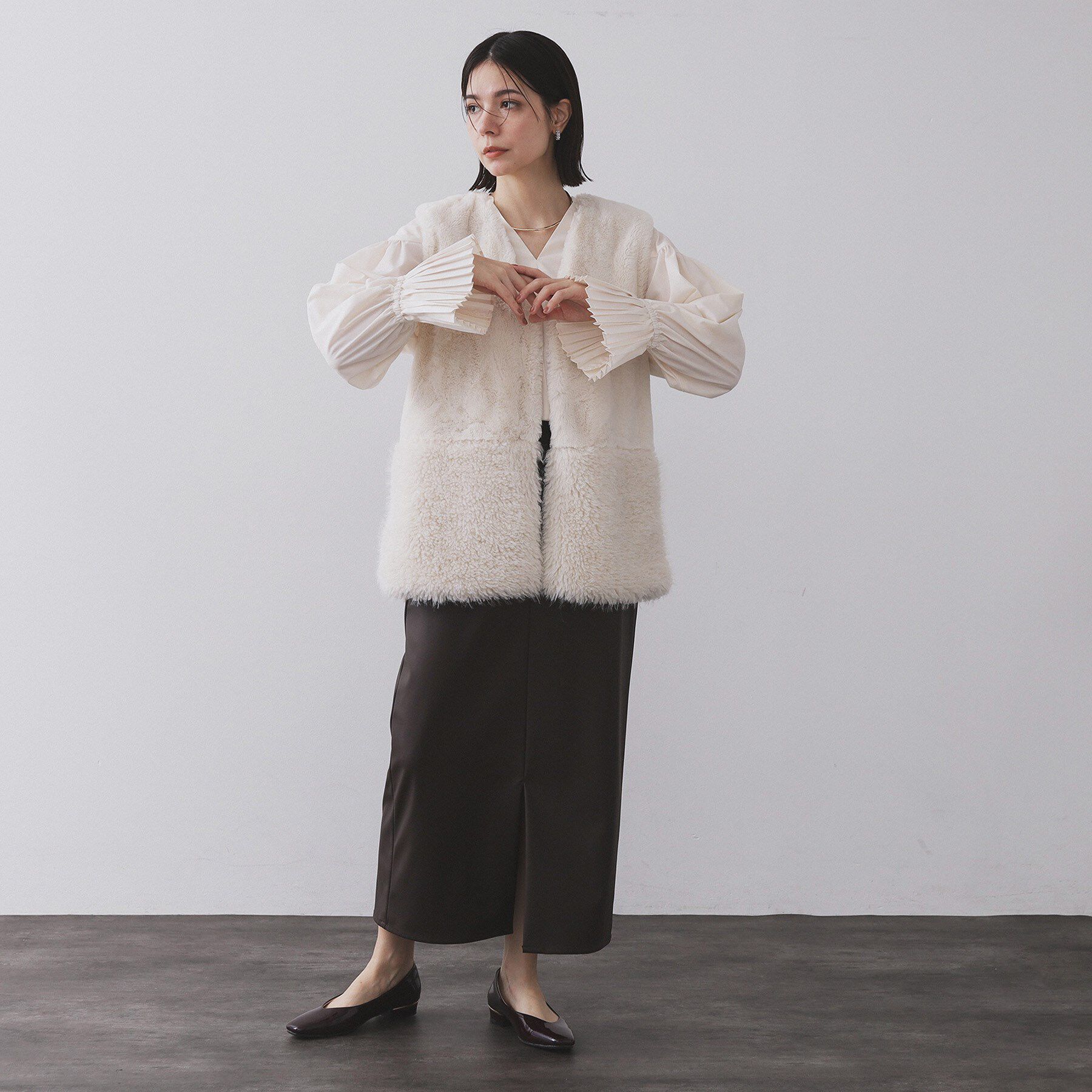 OPAQUE.CLIP「プリーツキャンディスリーブブラウス【洗濯機洗い可】」|シャツ・ブラウス|