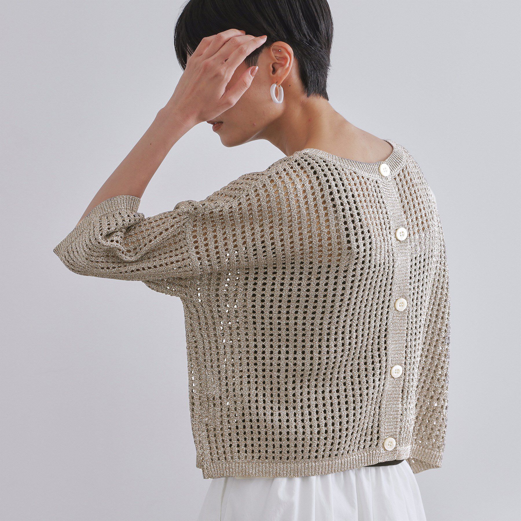 OPAQUE.CLIP「2WAY ラメメッシュニット【洗濯機洗い可/抗ピル】」|ニット・セーター|