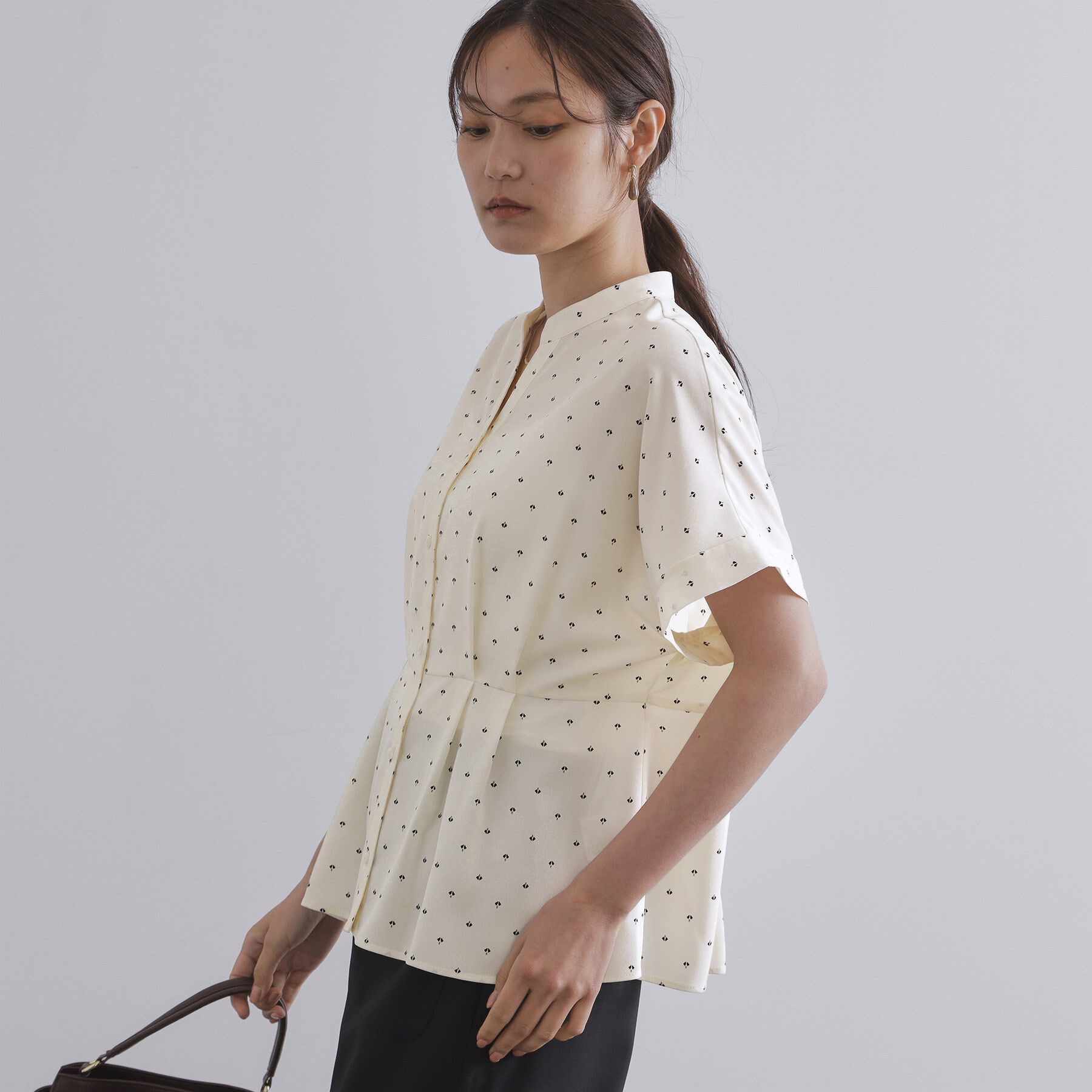 OPAQUE.CLIP「プリントペプラムブラウス【洗濯機洗い可】」|シャツ・ブラウス|