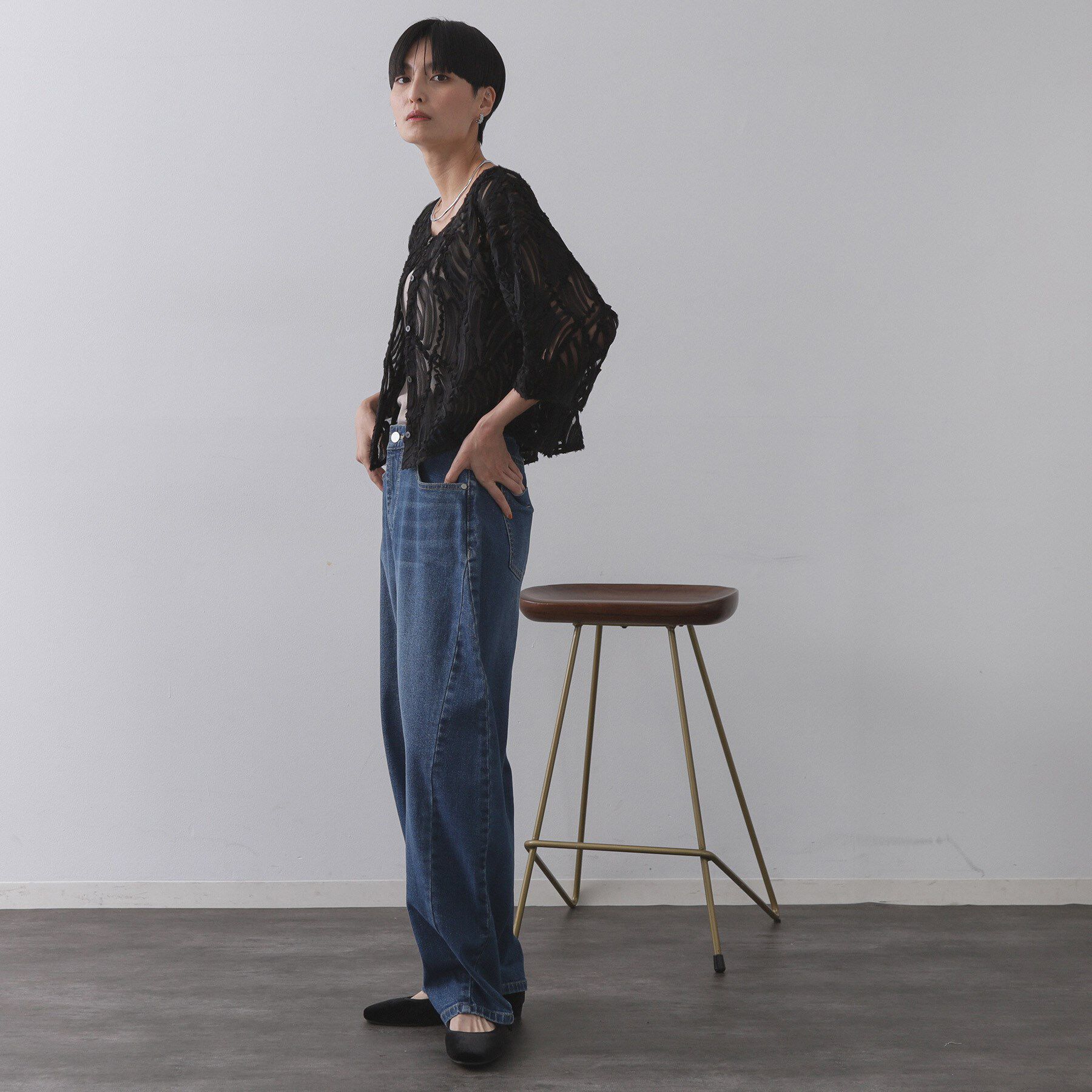 OPAQUE.CLIP「シアー刺繍レース前開きブラウス【洗濯機洗い可】」|シャツ・ブラウス|