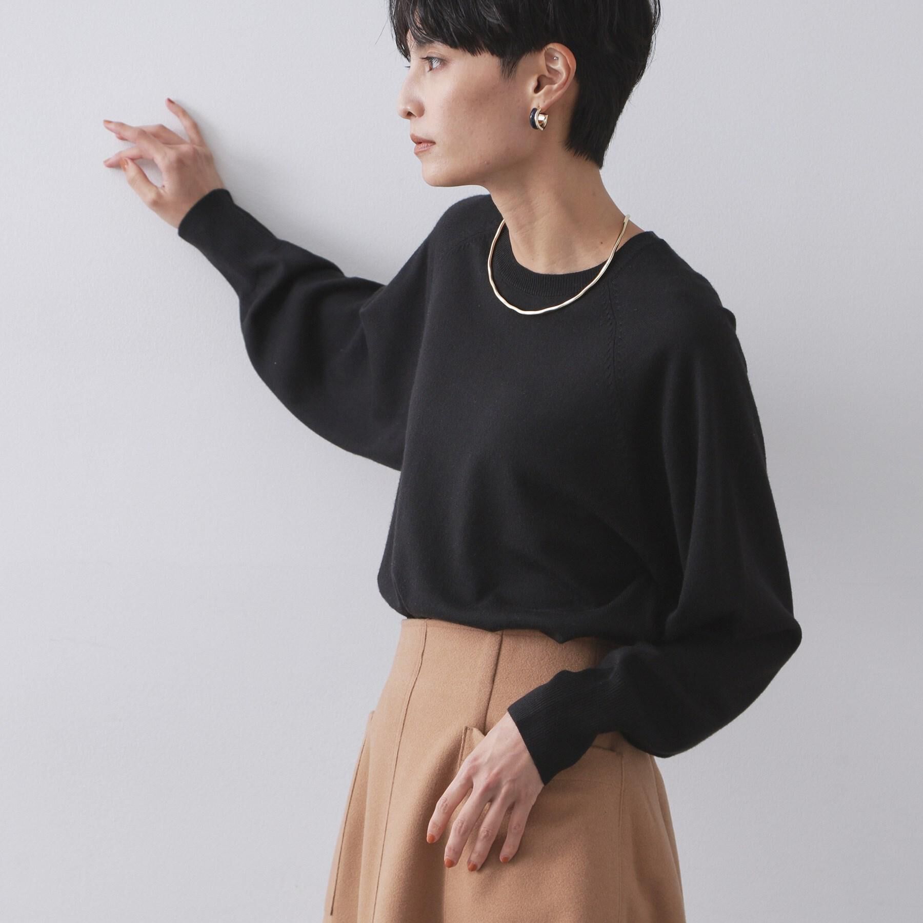 OPAQUE.CLIP「ラグランクルーネックニット/エクストラファインメリノウール【THEシリーズ/洗濯機OK】《6col/」|ニット・セーター|