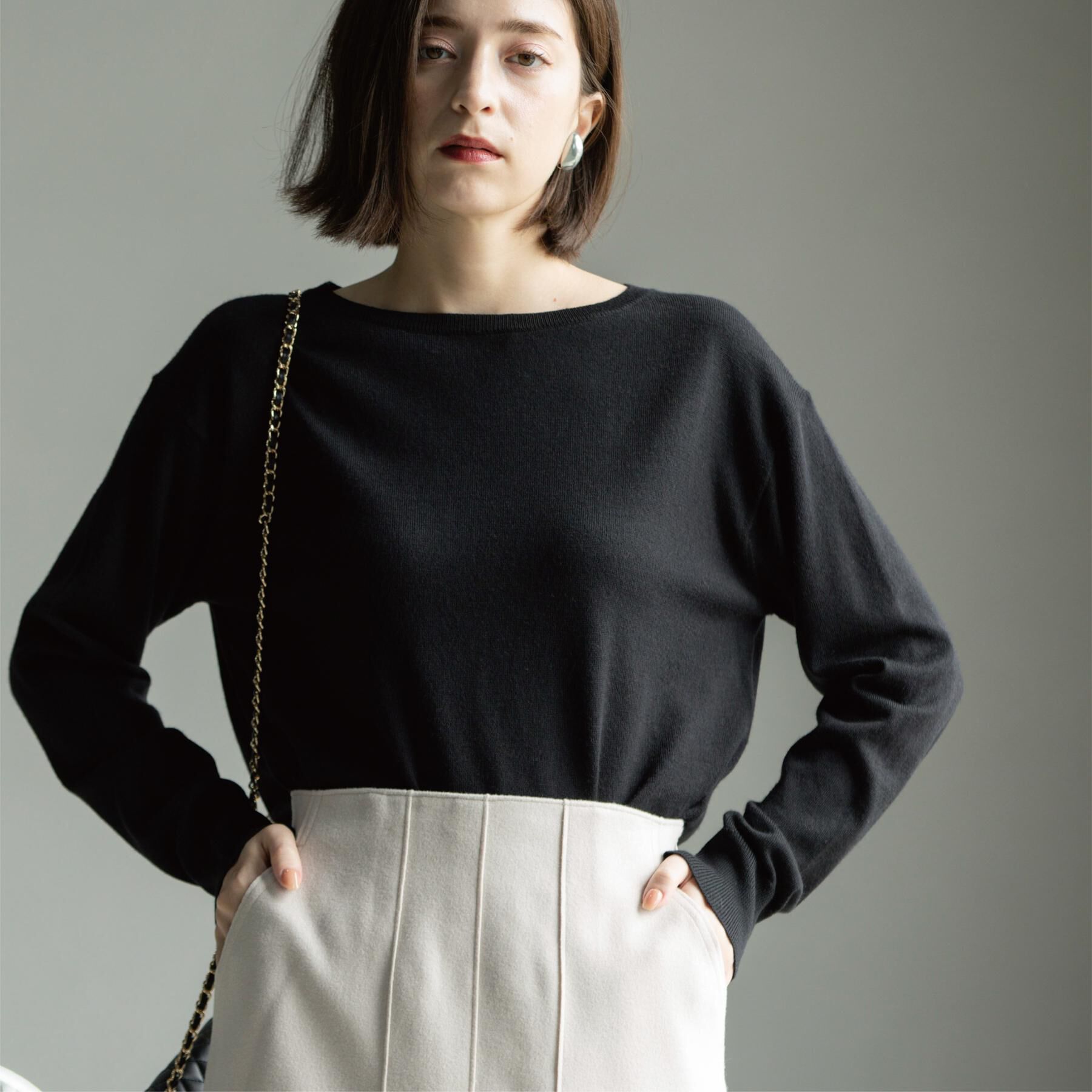 OPAQUE.CLIP「ボートネックニット/エクストラファインメリノウール【THEシリーズ/洗濯機OK】」|ニット・セーター|