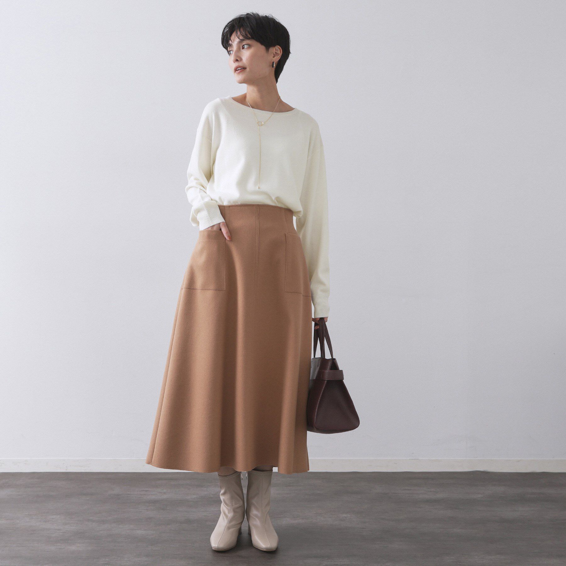 OPAQUE.CLIP「ボートネックニット/エクストラファインメリノウール【THEシリーズ/洗濯機OK】」|ニット・セーター|