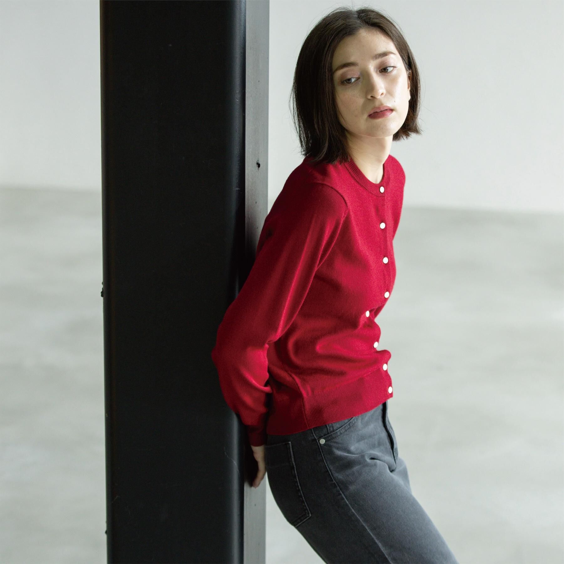 OPAQUE.CLIP「クルーニットカーディガン/エクストラファインメリノウール【THEシリーズ/洗濯機OK】」|カーディガン|