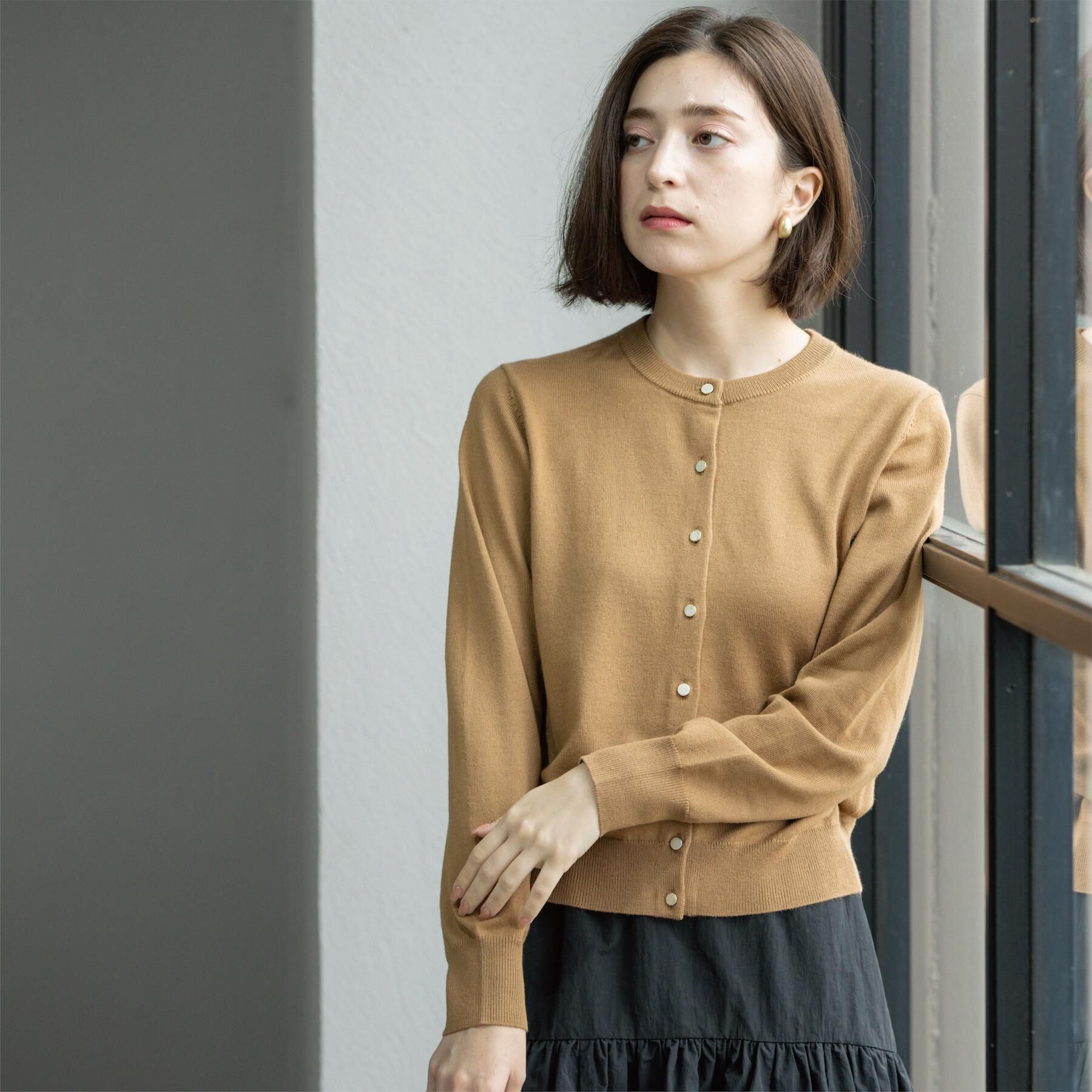 OPAQUE.CLIP「クルーニットカーディガン/エクストラファインメリノウール【THEシリーズ/洗濯機OK】」|カーディガン|