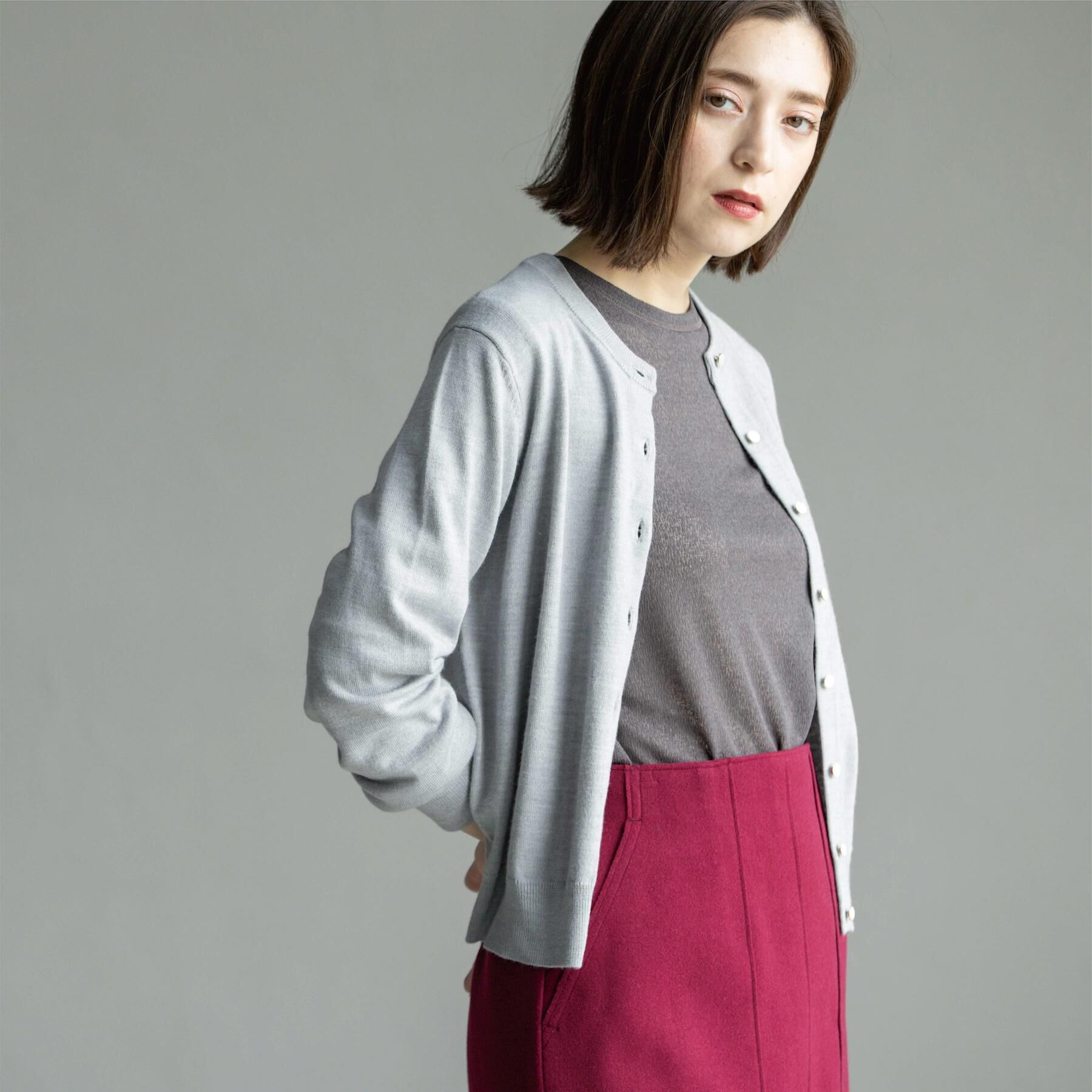 OPAQUE.CLIP「クルーニットカーディガン/エクストラファインメリノウール【THEシリーズ/洗濯機OK】」|カーディガン|