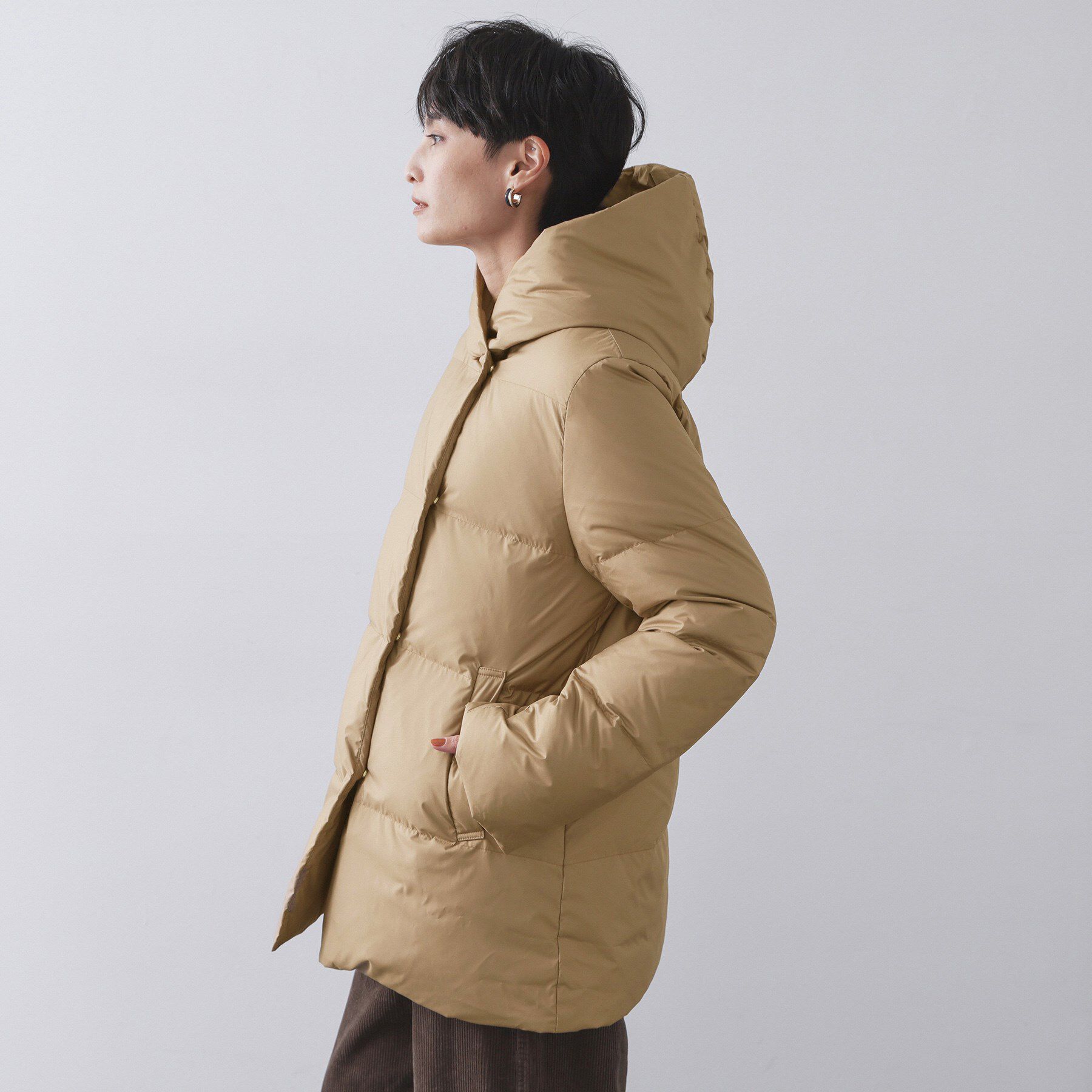OPAQUE.CLIP「撥水フードミドルダウンコート【防風/抗菌防臭/洗濯機OK】《S～LL》」|ダウン|