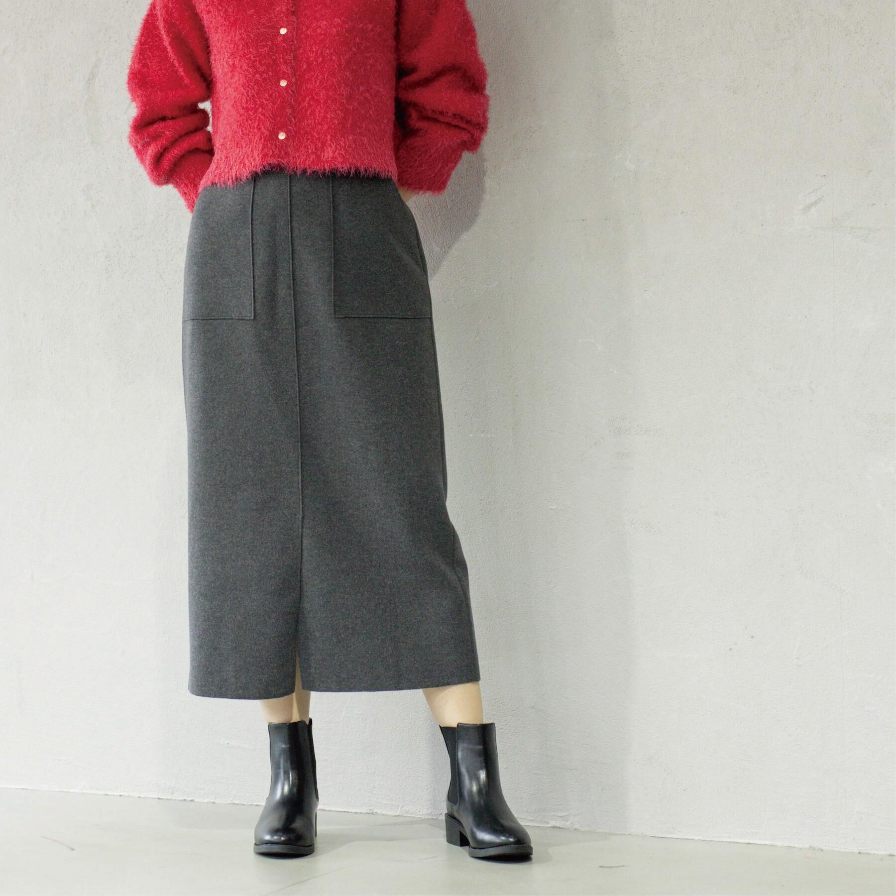 OPAQUE.CLIP「ウールライクタイトスカート【洗濯機洗い可】《8col》」|スカート|チャコールグレー(0