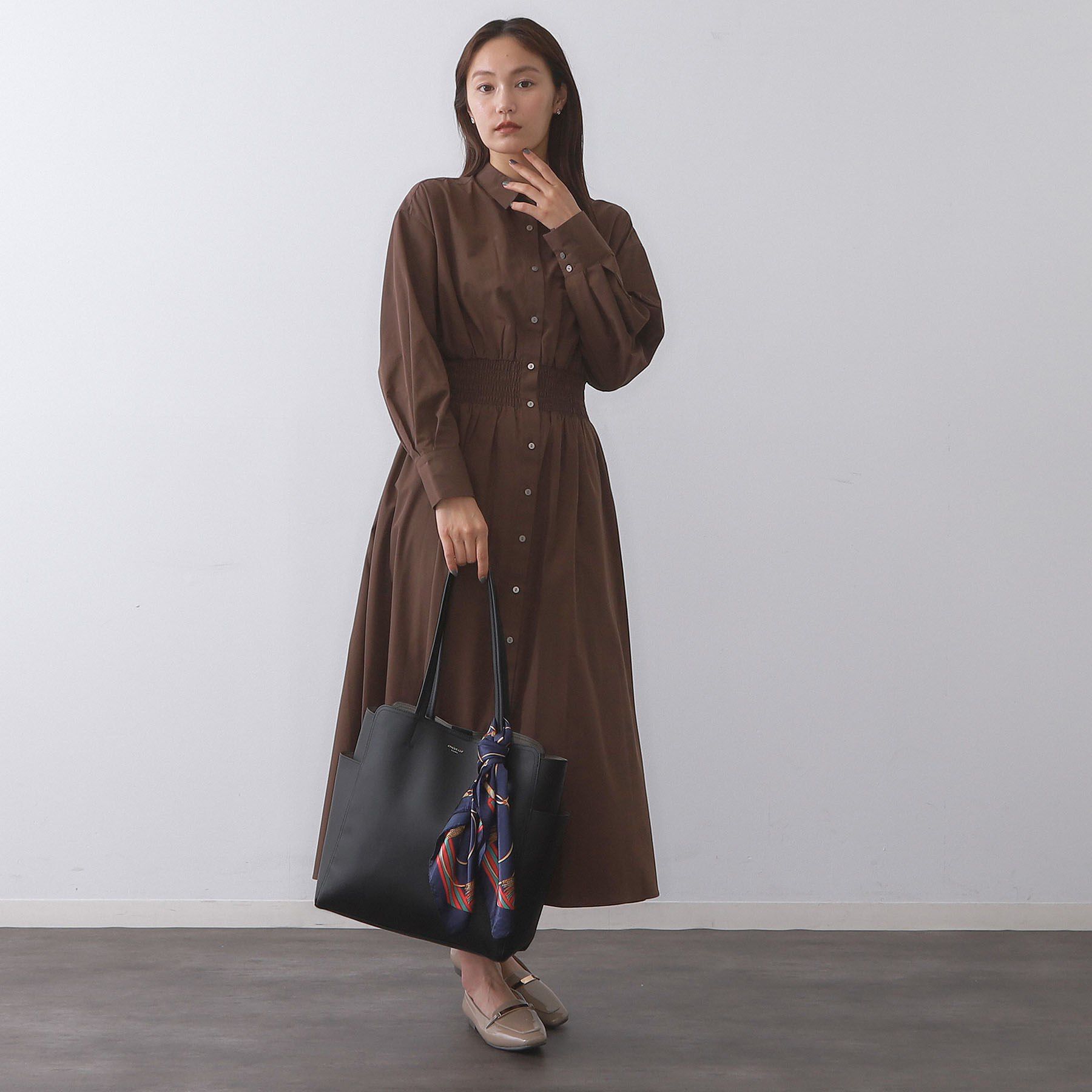 OPAQUE.CLIP「【A4サイズ対応】スカーフ付き裏スエード調合皮トートバッグ」|トートバッグ|