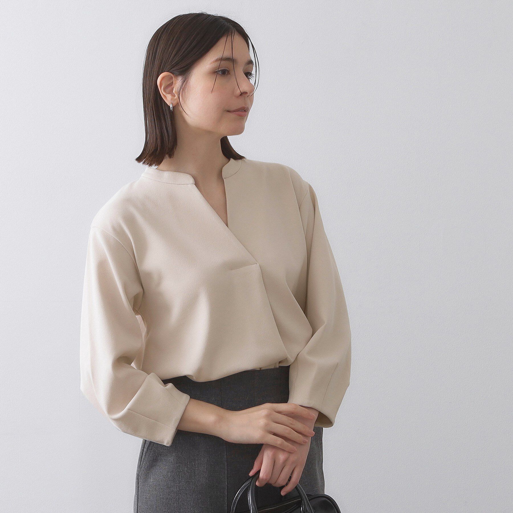 OPAQUE.CLIP「スキッパートップス【吸水速乾/UVケア/洗濯機OK】」|Tシャツ・カットソー|ライトベージュ(05