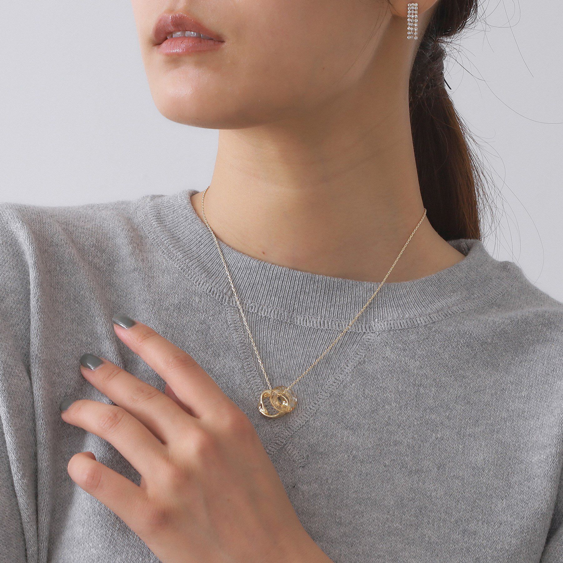 OPAQUE.CLIP「メタル&times;クリアダブルリングネックレス」|ネックレス|