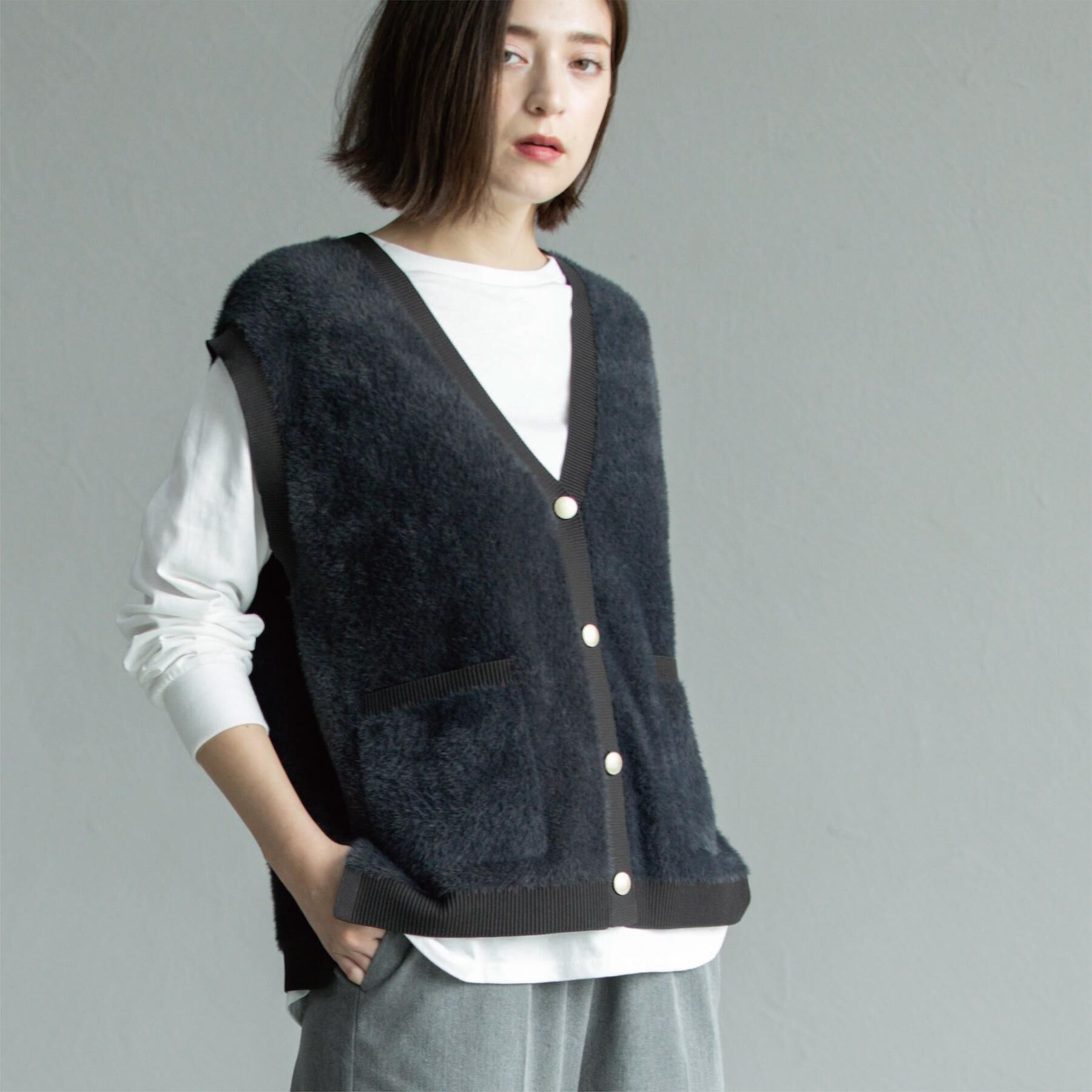 OPAQUE.CLIP「フェザーヤーンニットベスト【洗濯機OK/抗ピル】」|ニット・セーター|
