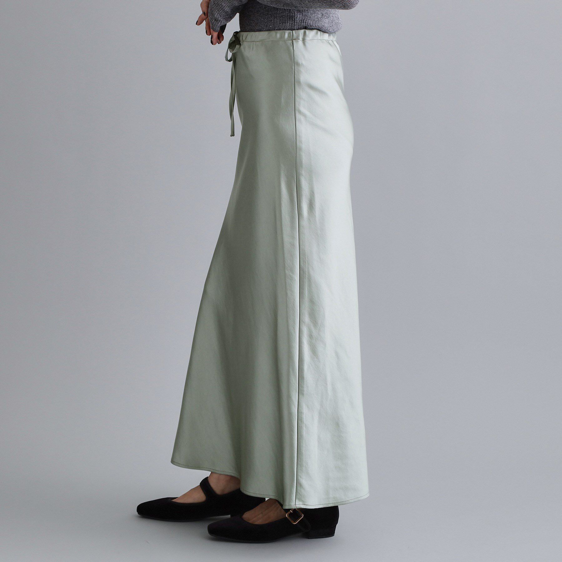OPAQUE.CLIP「【es】サテンナローイージーロングスカート【洗濯機OK】」|スカート|