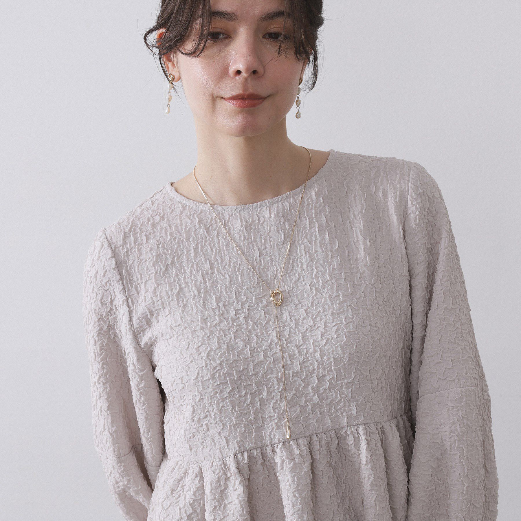 OPAQUE.CLIP「Y字リングしずくメタルネックレス」|ネックレス|