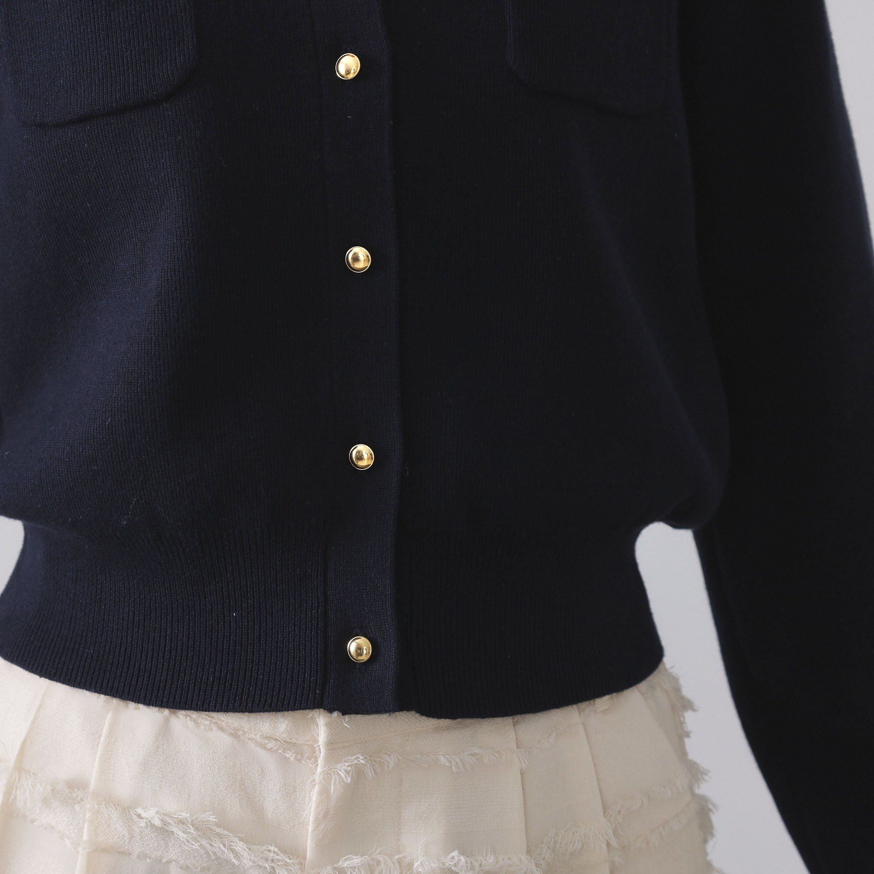 OPAQUE.CLIP「《andGIRL掲載》金ボタンニットカーディガン/衿取り外し可【洗濯機OK】」|カーディガン|