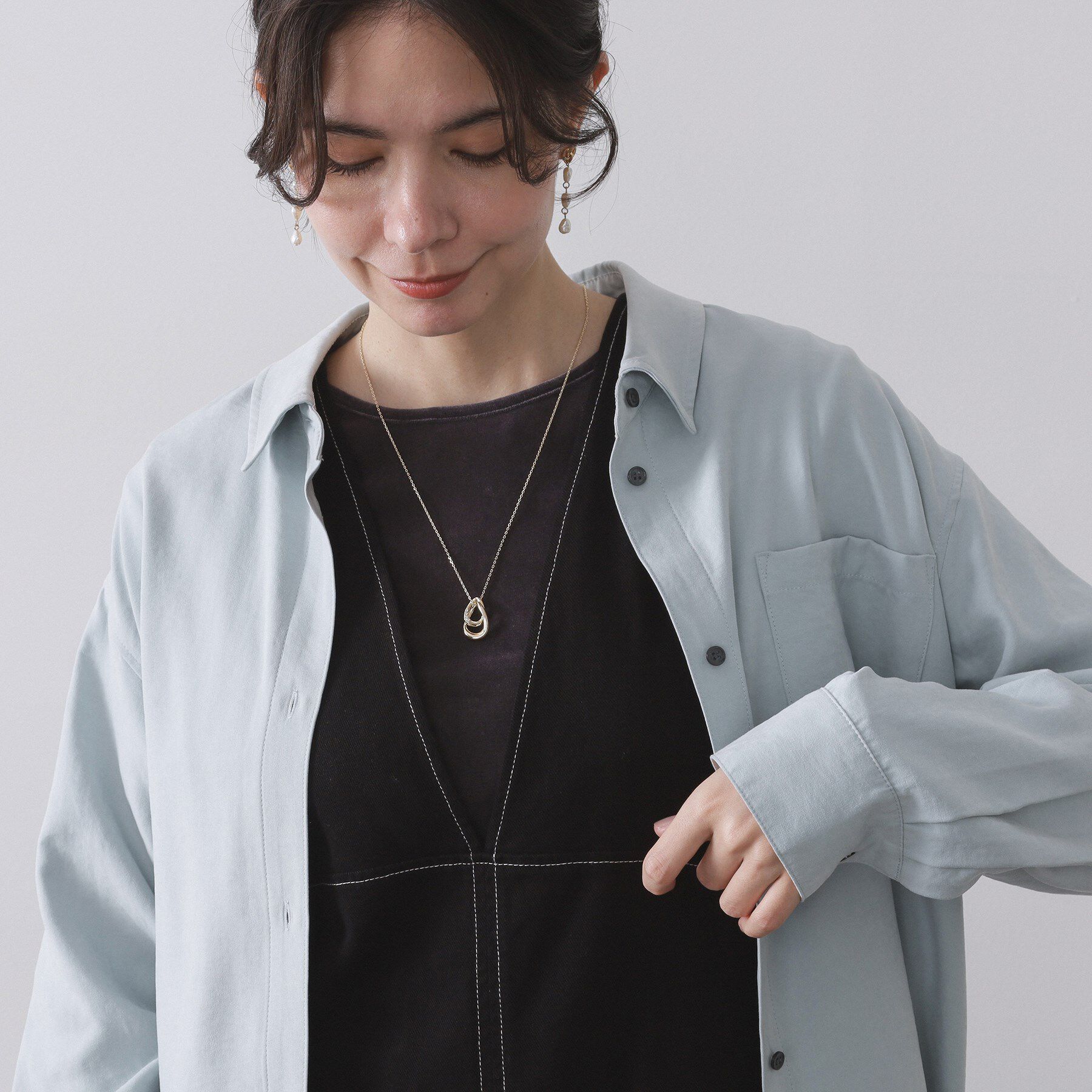 OPAQUE.CLIP「メタルドロップスライドネックレス」|ネックレス|