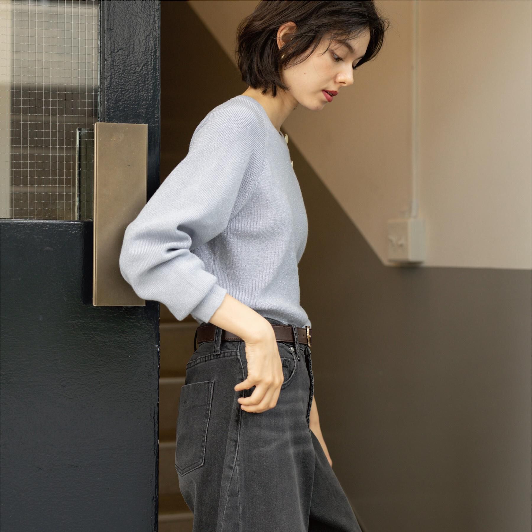 OPAQUE.CLIP「ボタンデザインラメニット【洗濯機OK】」|ニット・セーター|