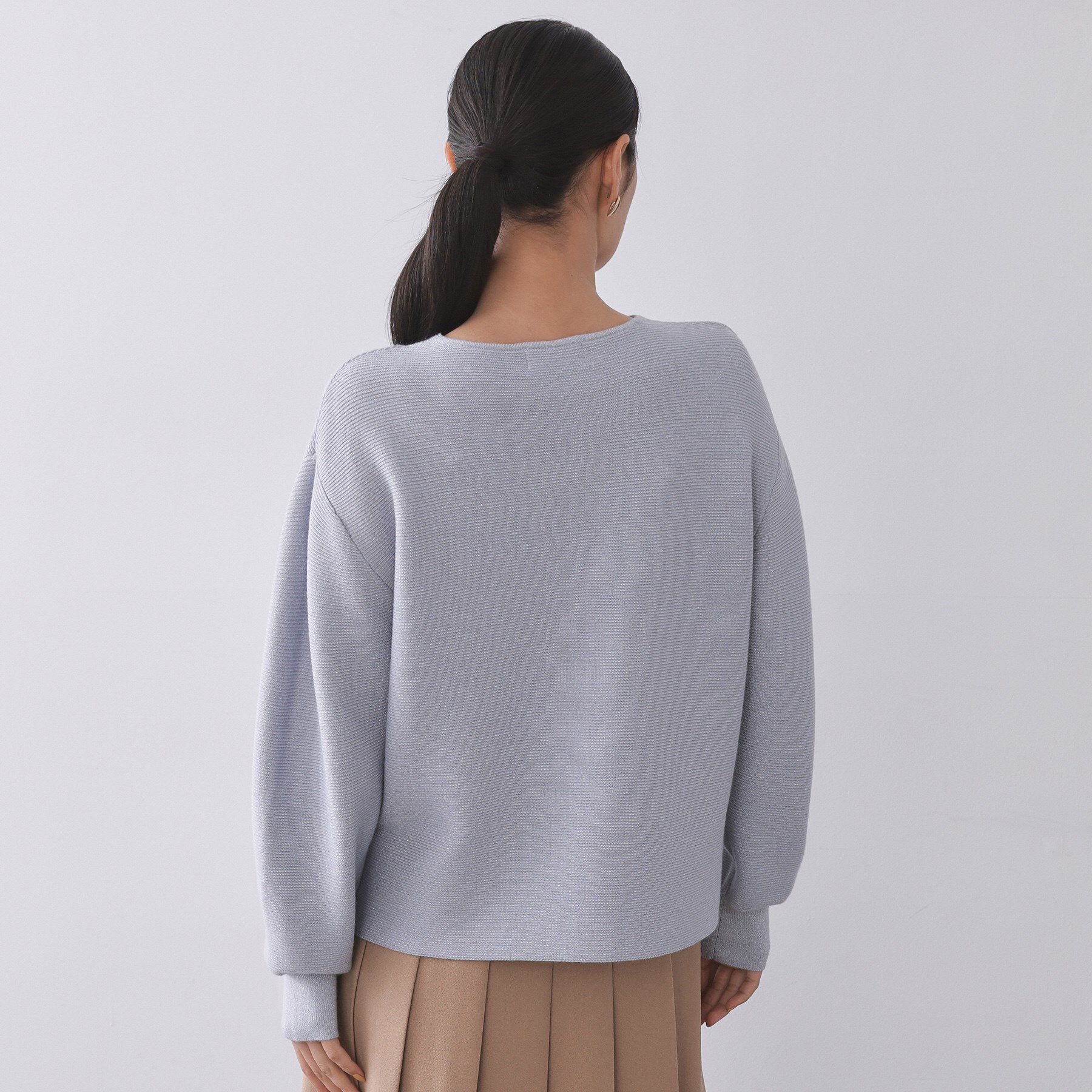 OPAQUE.CLIP「ラメガーターボートネックニット【洗濯機OK】」|ニット・セーター|