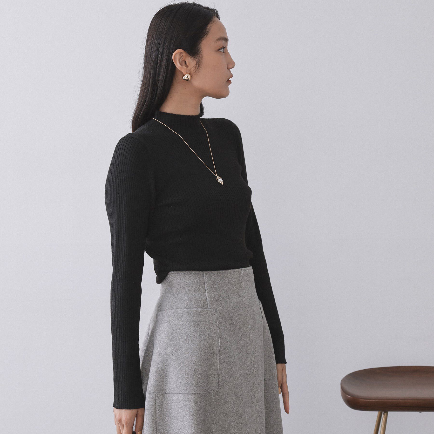 OPAQUE.CLIP「ハイネックリブニット【洗濯機OK】《6col》」|ニット・セーター|