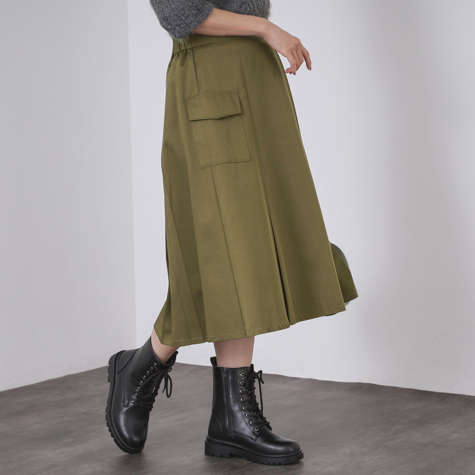 OPAQUE.CLIP「アシメプリーツスカート【洗濯機OK】」|スカート|