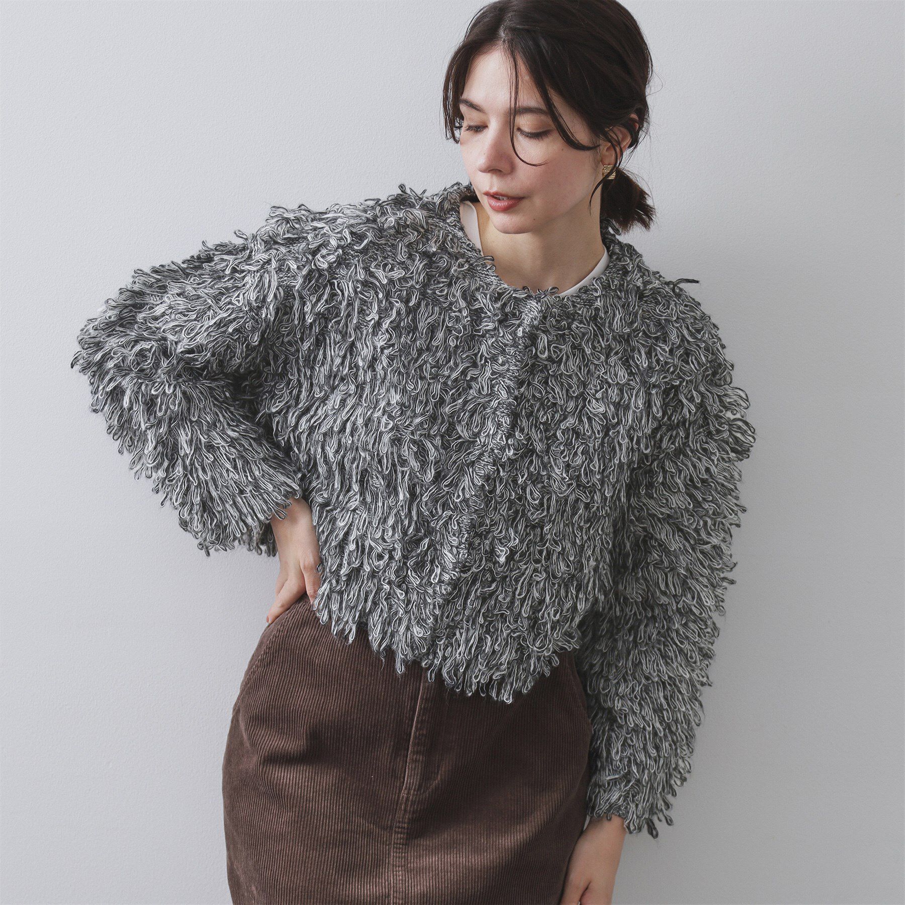 OPAQUE.CLIP「ループヤーンニットカーディガン」|カーディガン|ブラック(419)