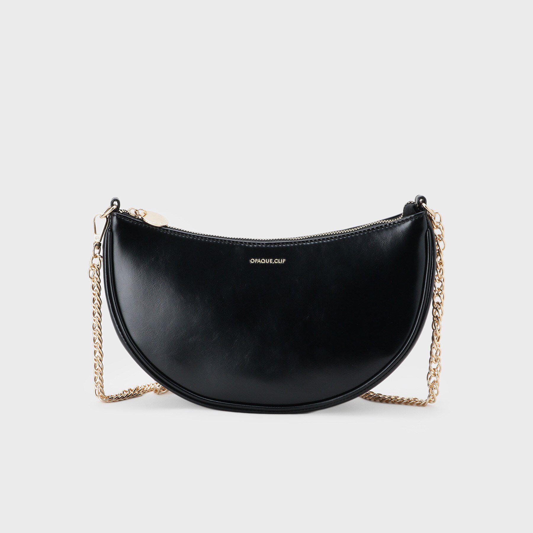 OPAQUE.CLIP「【2WAY】オイル調合皮チェーンハンドルムーンミドルバッグ」|ハンドバッグ|