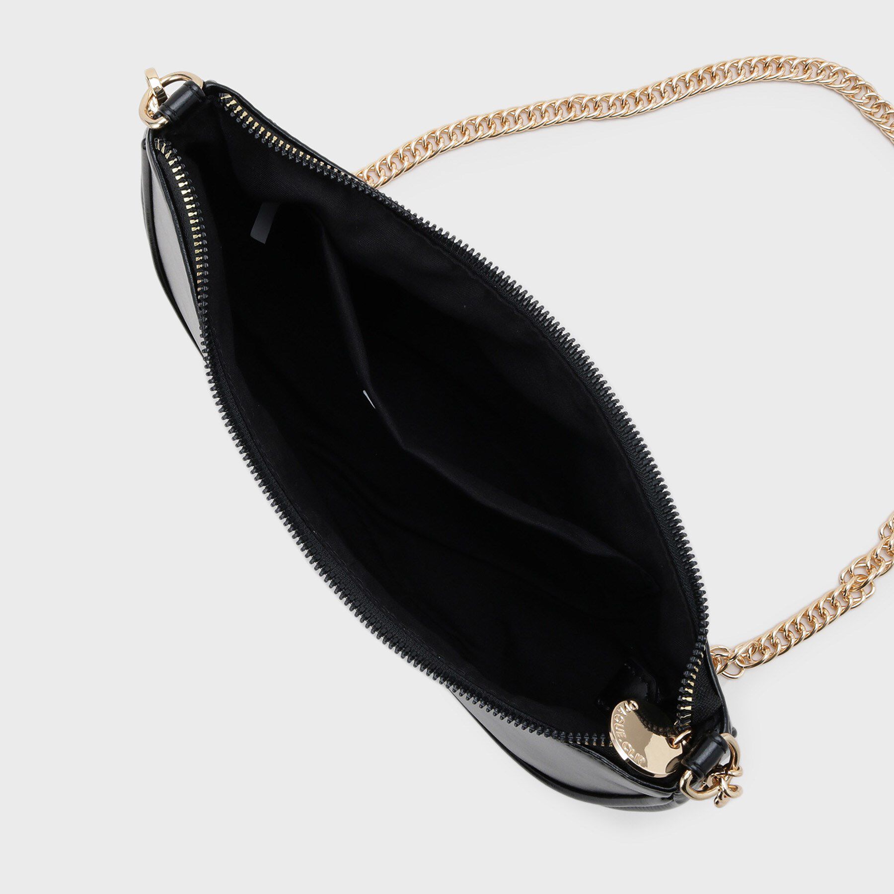 OPAQUE.CLIP「【2WAY】オイル調合皮チェーンハンドルムーンミドルバッグ」|ハンドバッグ|