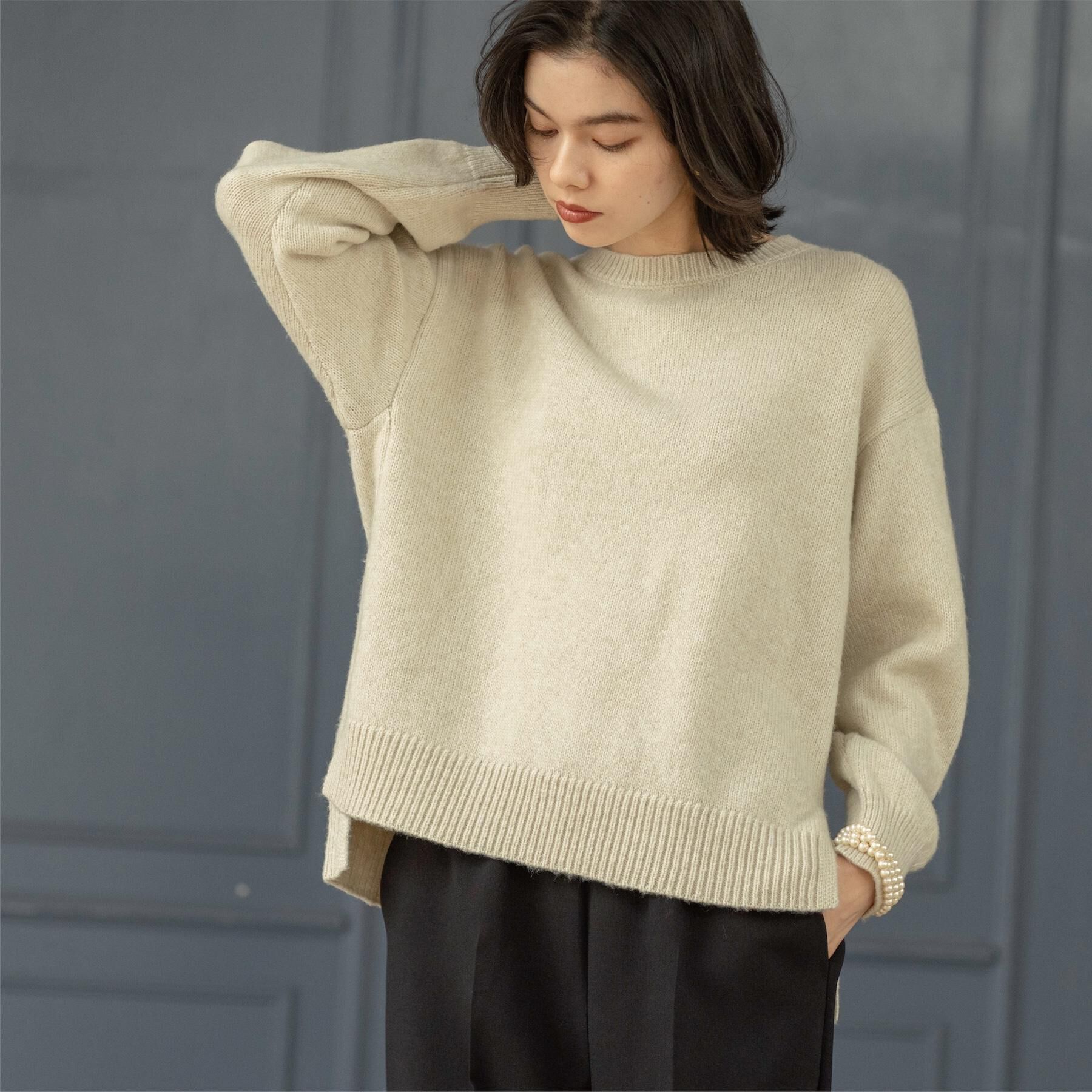 OPAQUE.CLIP「リラクシークルーネックニット【洗濯機OK】」|ニット・セーター|