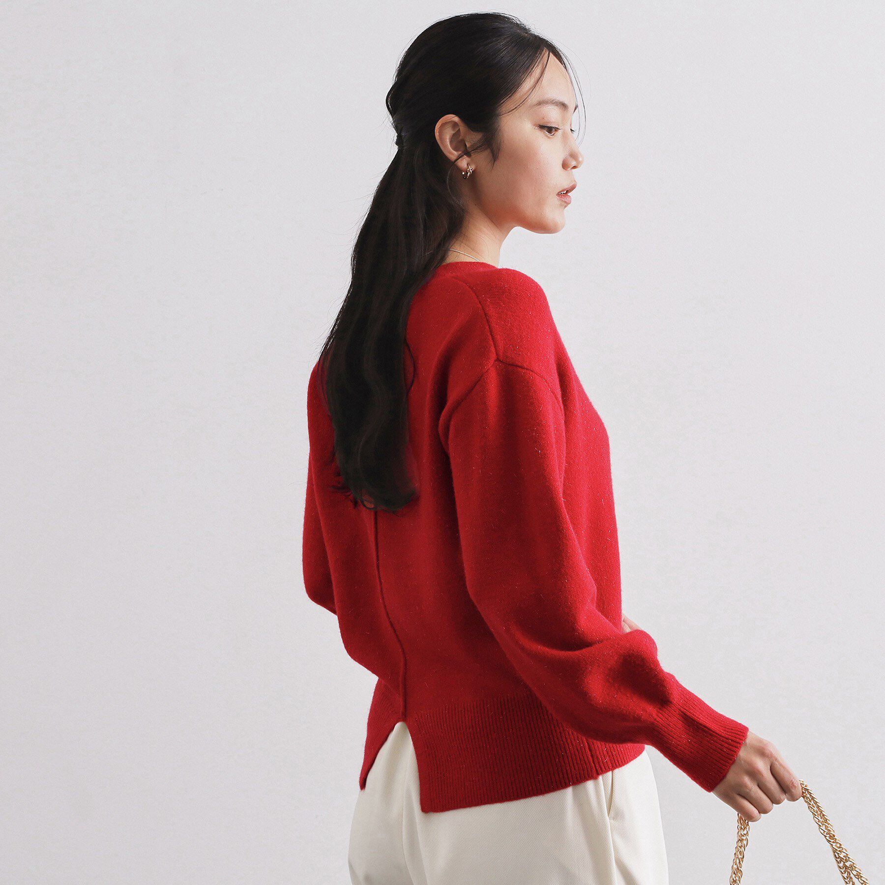 OPAQUE.CLIP「Vネックラメニット【洗濯機OK】」|ニット・セーター|