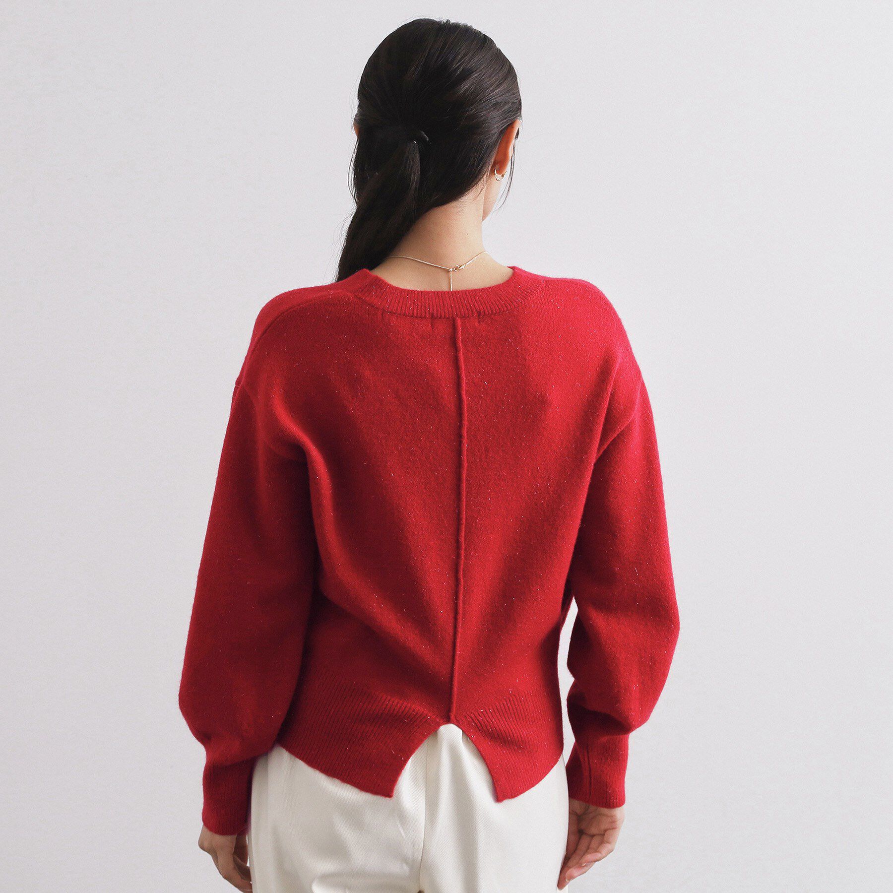 OPAQUE.CLIP「Vネックラメニット【洗濯機OK】」|ニット・セーター|