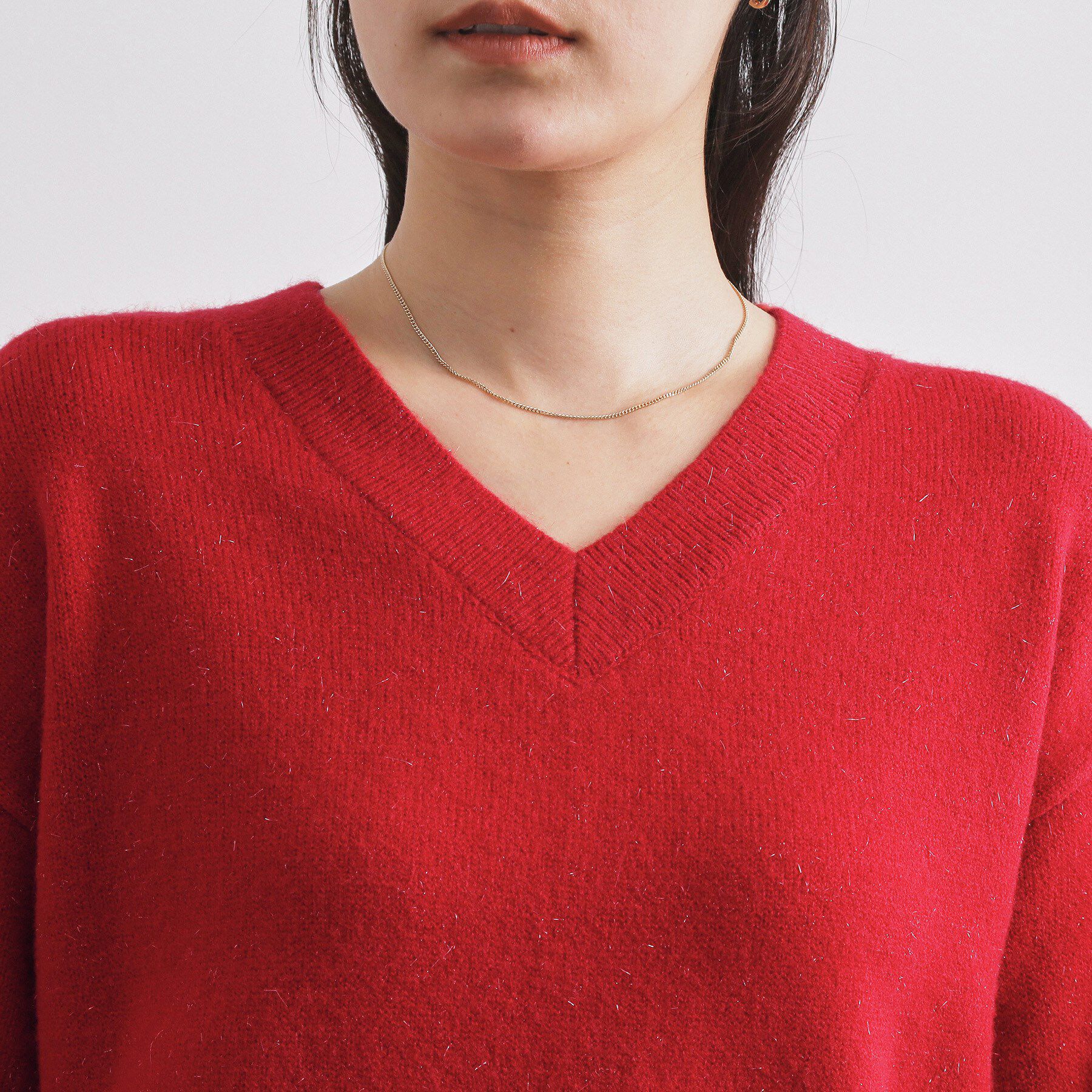 OPAQUE.CLIP「Vネックラメニット【洗濯機OK】」|ニット・セーター|