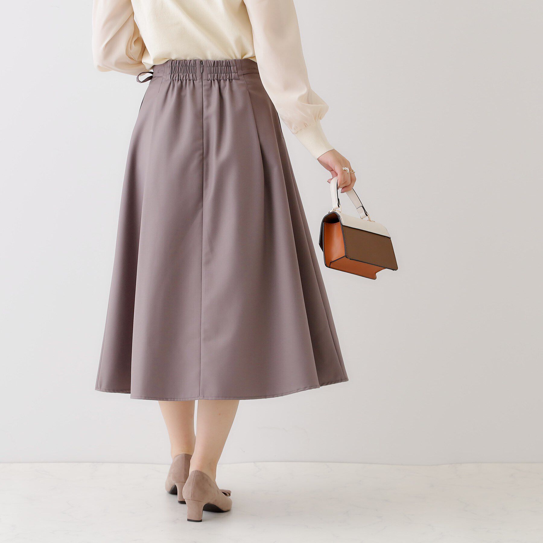 Couture broach「【キレイめコーデ・通勤にも】サイドリボンデザインフレアスカート」|スカート|